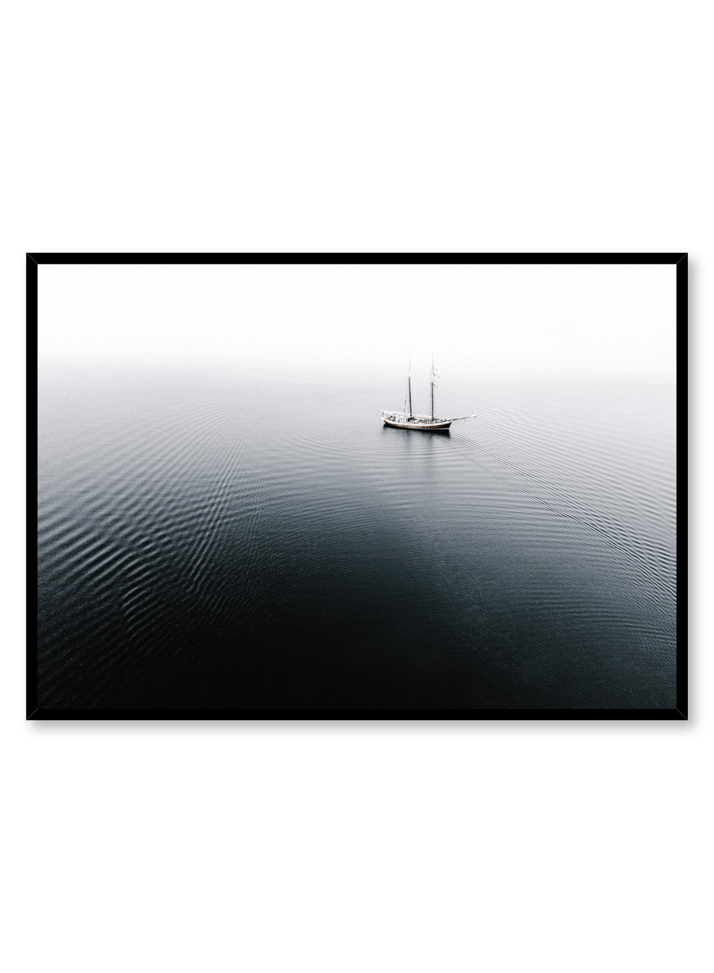 Minimalist design poster by Opposite Wall with lone ship on water photography