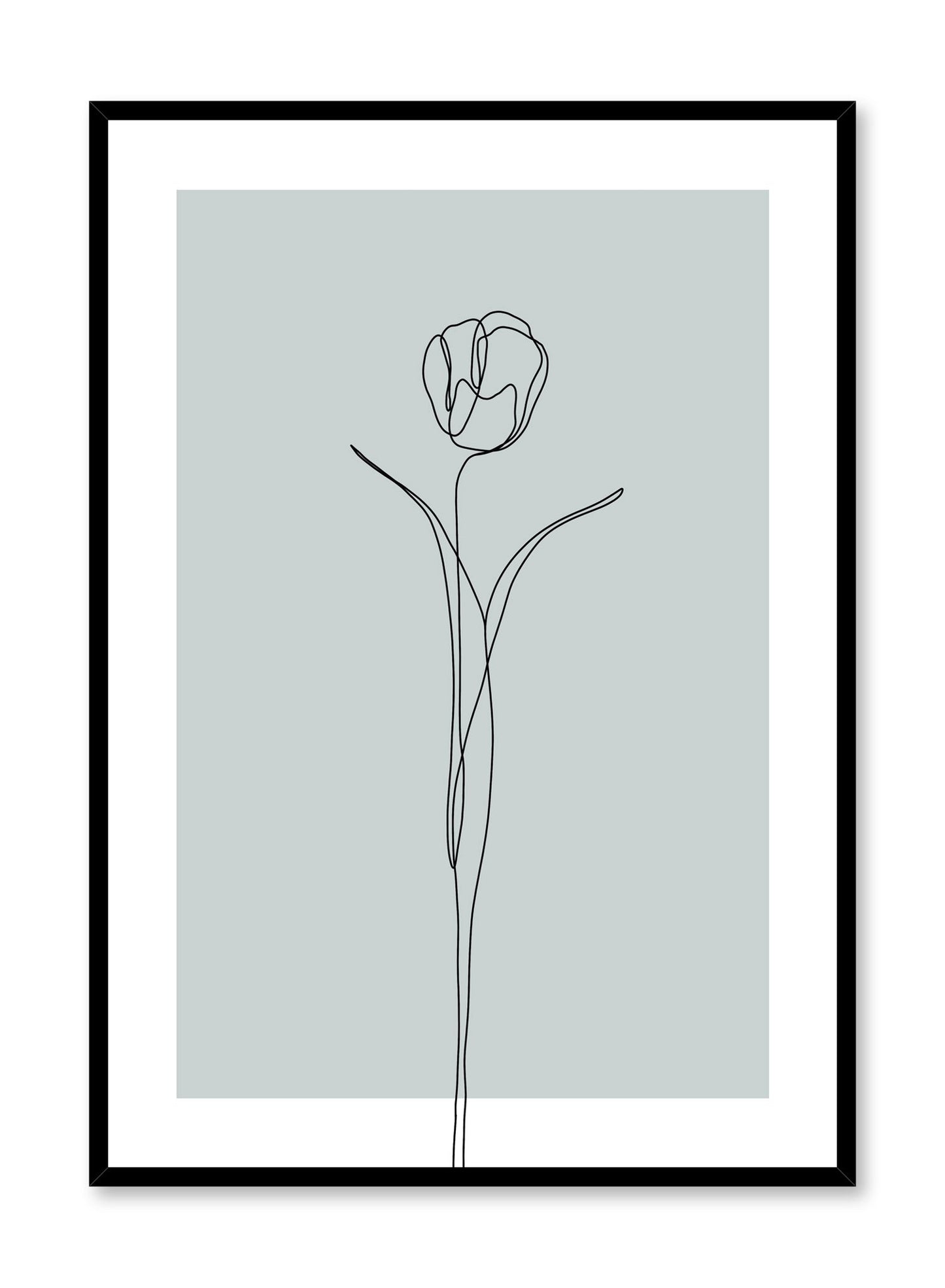 Modern minimalist poster by Opposite Wall with abstract illustration of Tulip in mint green