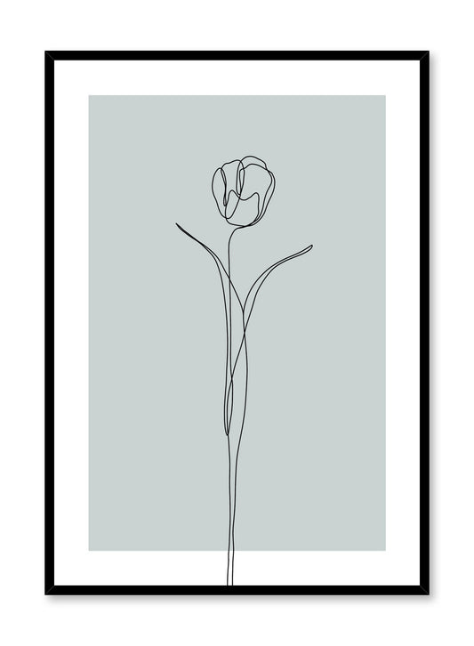 Modern minimalist poster by Opposite Wall with abstract illustration of Tulip in mint green