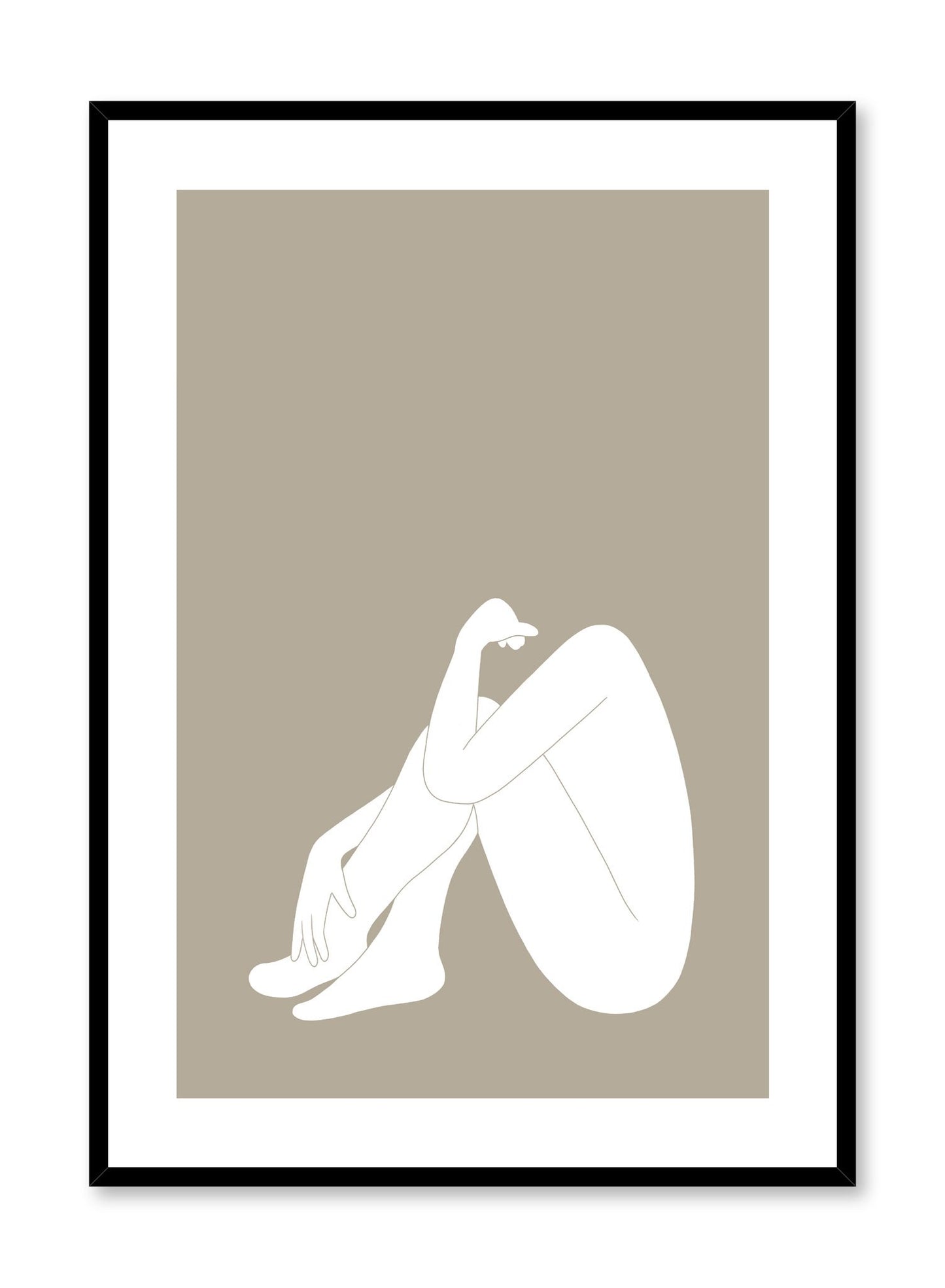 Minimalist design poster by Opposite Wall with abstract woman sitting in contemplation in white