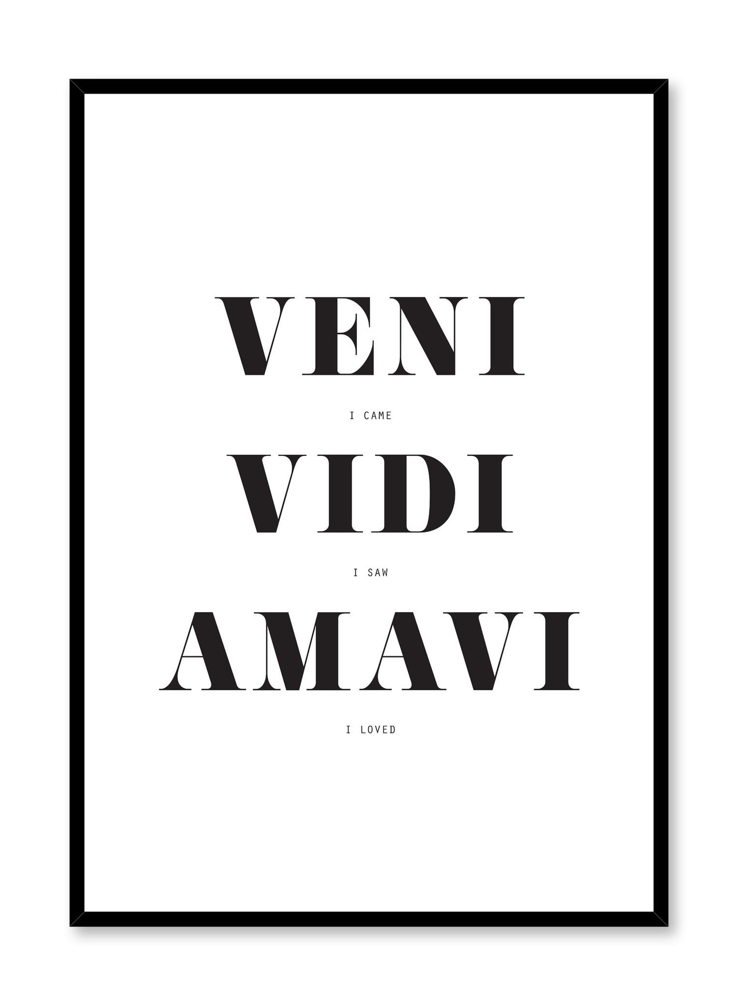Veni Vidi Amavi modern minimalist typography art print by Opposite Wall
