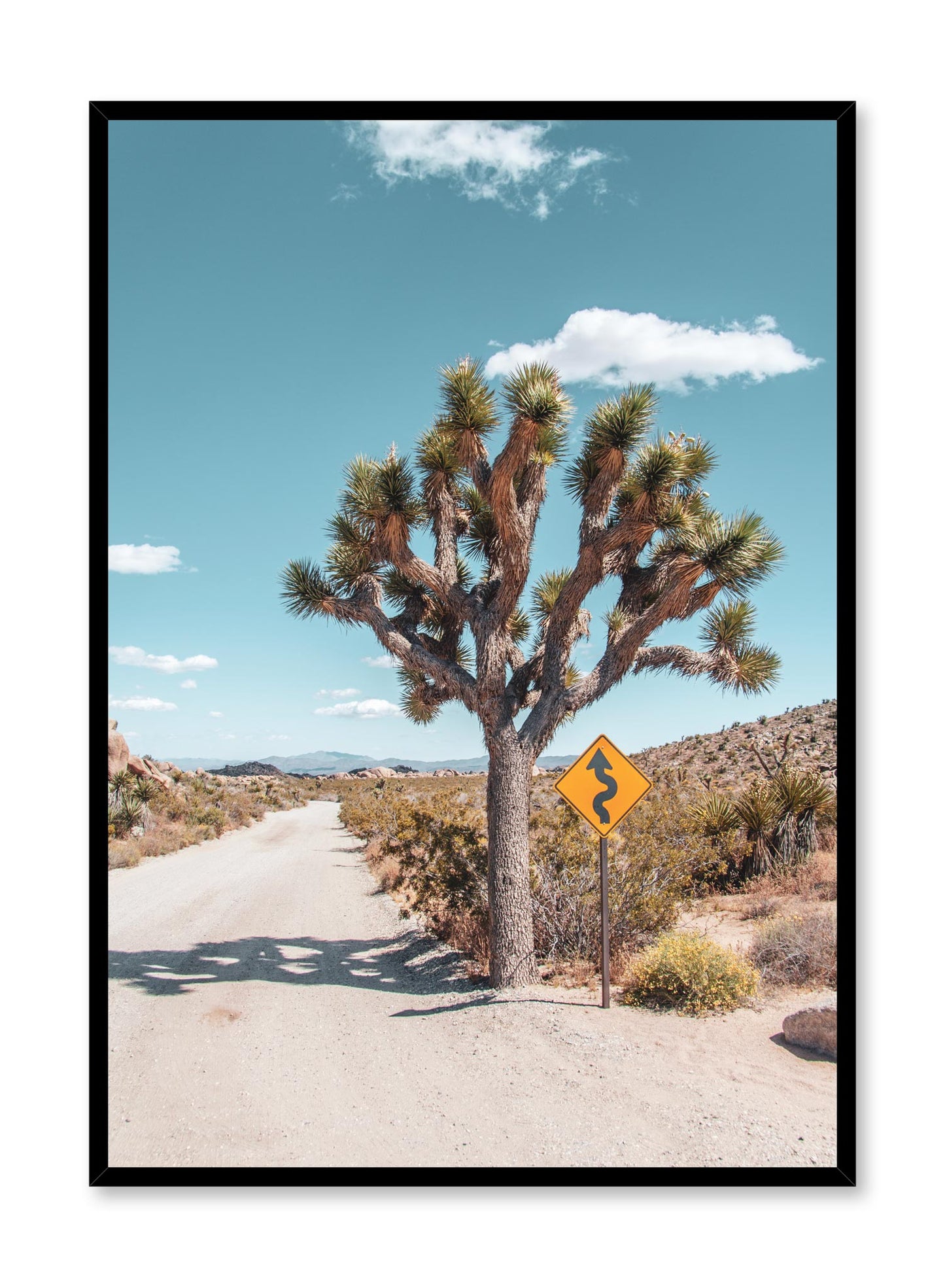 Desert Road Minimalist design poster by Opposite Wall with landscape photography of tree in desert