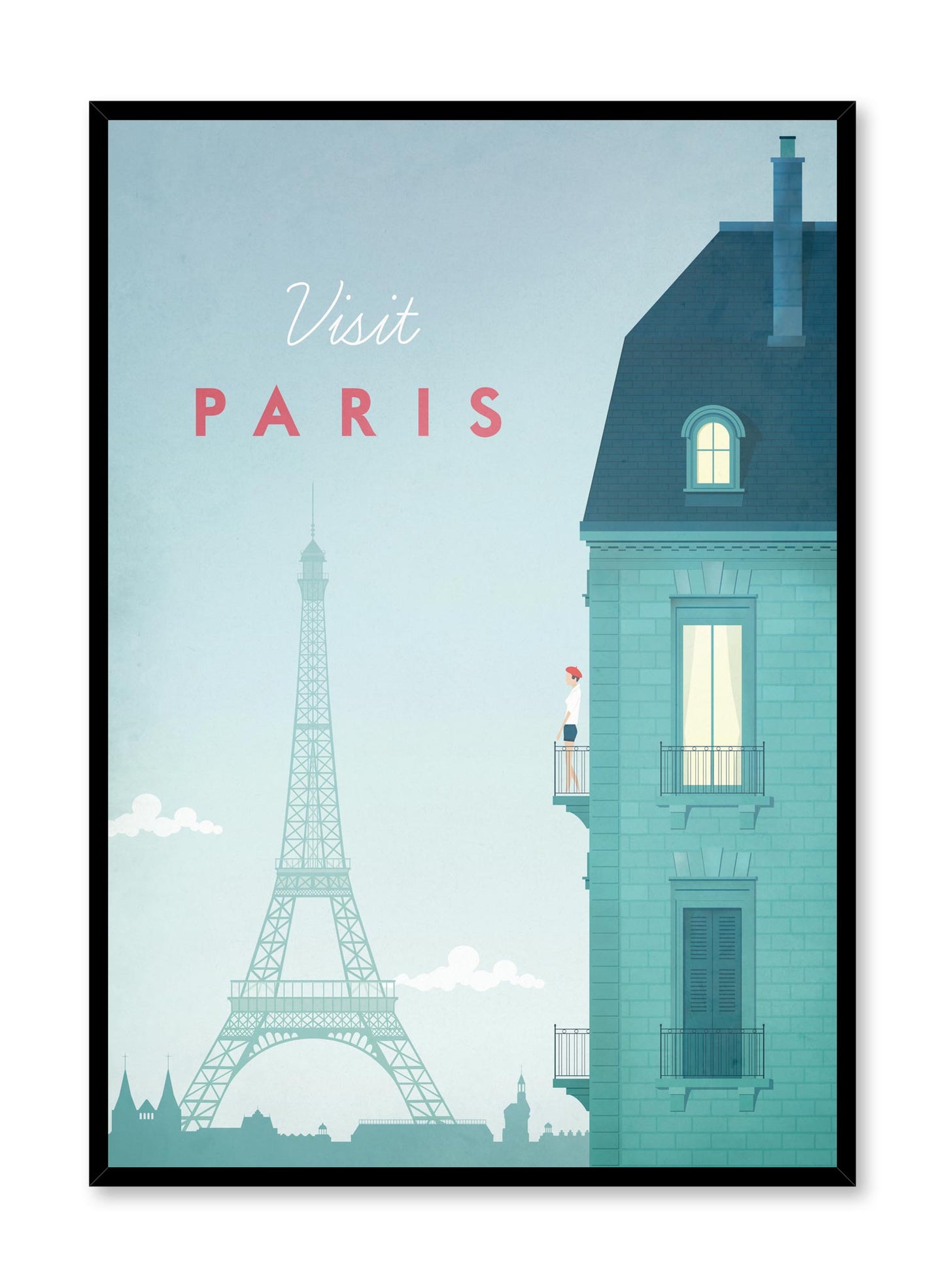 Modern minimalist poster by Opposite Wall with illustration of Paris travel poster