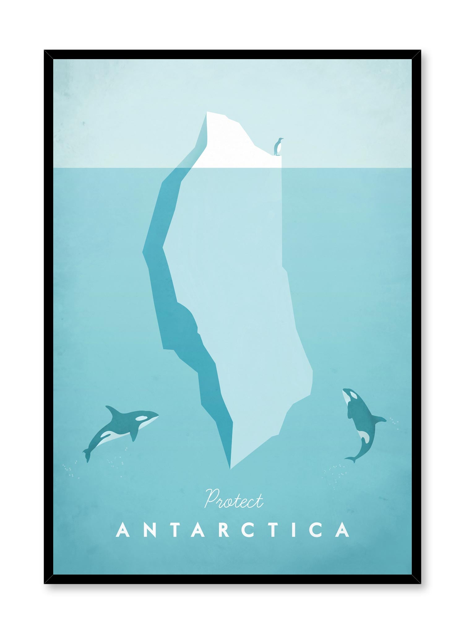 Modern minimalist travel poster by Opposite Wall with illustration of Antarctica