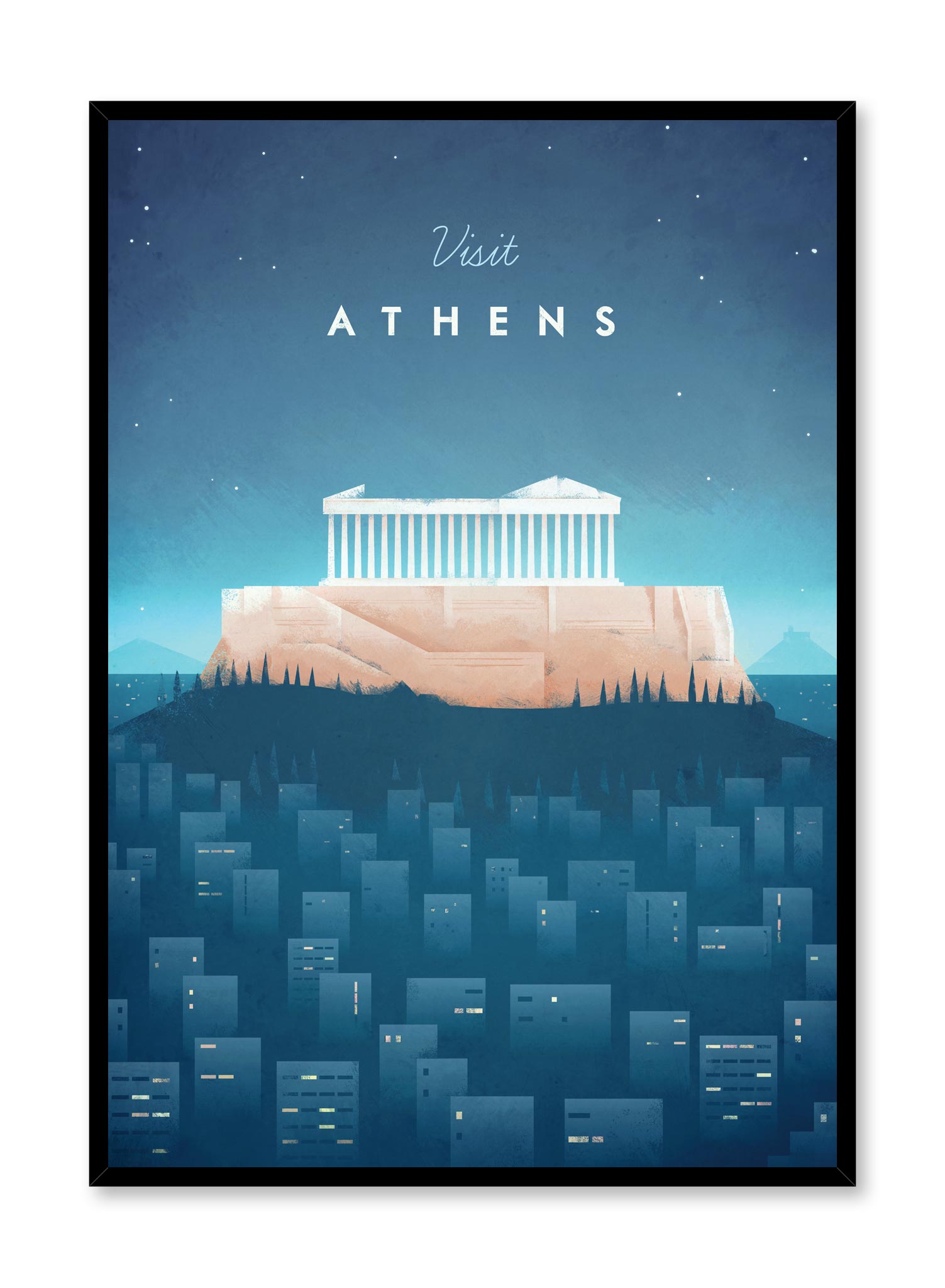 Modern minimalist travel poster by Opposite Wall with illustration of Athens