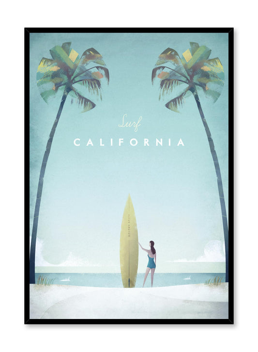 Modern minimalist travel poster by Opposite Wall with illustration of California beach