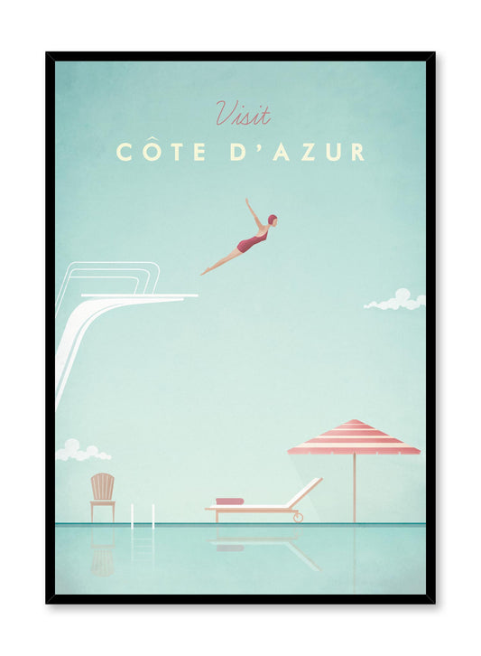 Modern minimalist travel poster by Opposite Wall with illustration of la Côte d'Azur