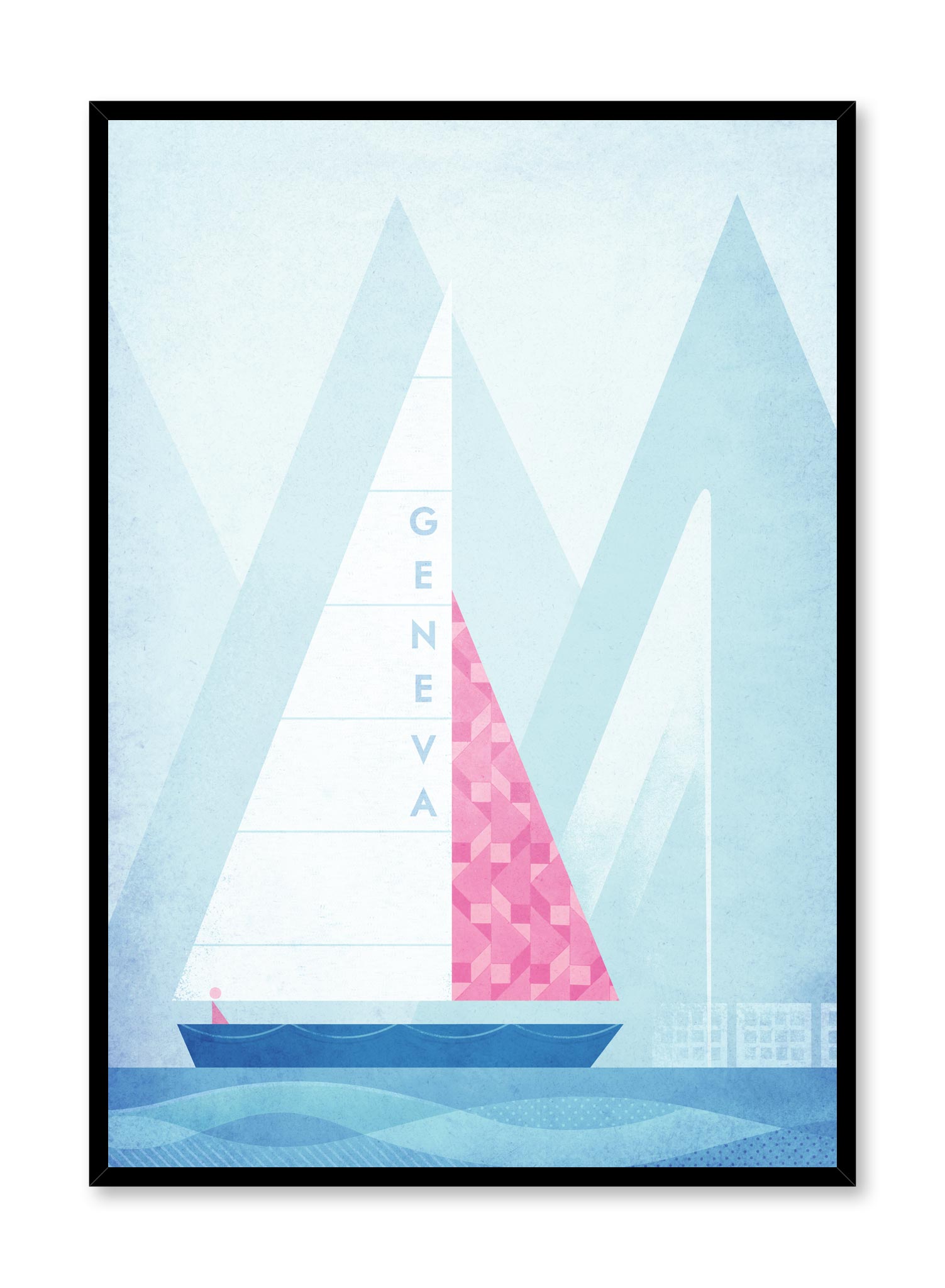 Modern minimalist travel poster by Opposite Wall with illustration of Geneva