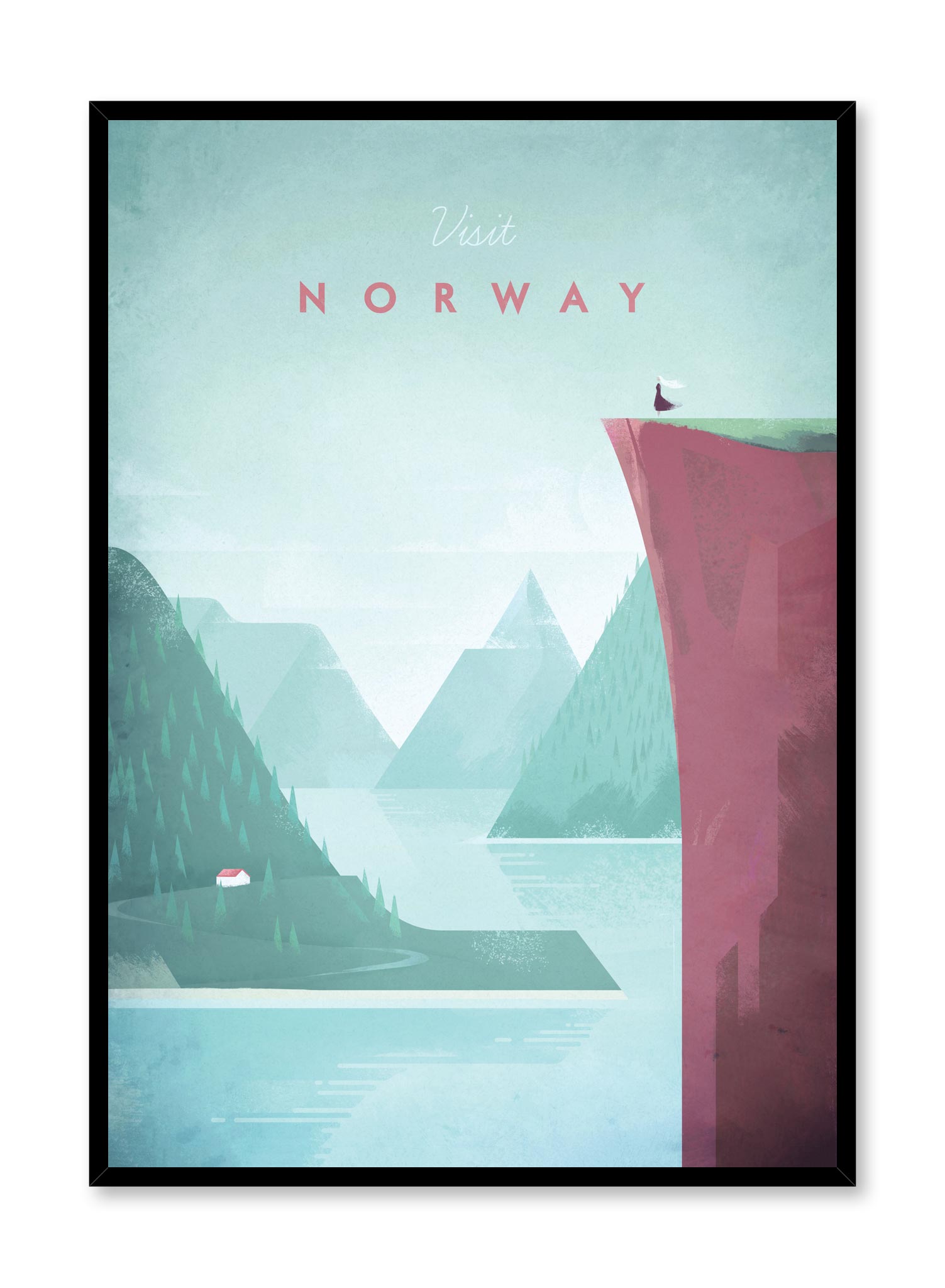 Modern minimalist travel poster by Opposite Wall with illustration of Norway