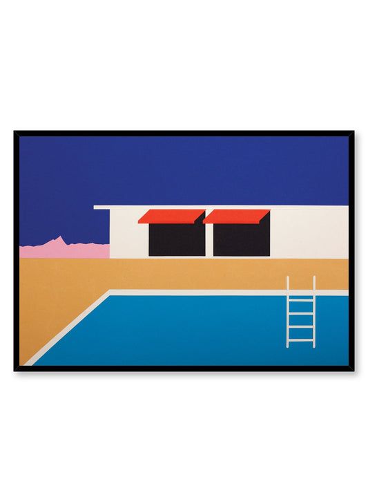 Modern minimalist poster by Opposite Wall with collage illustration of swimming pool