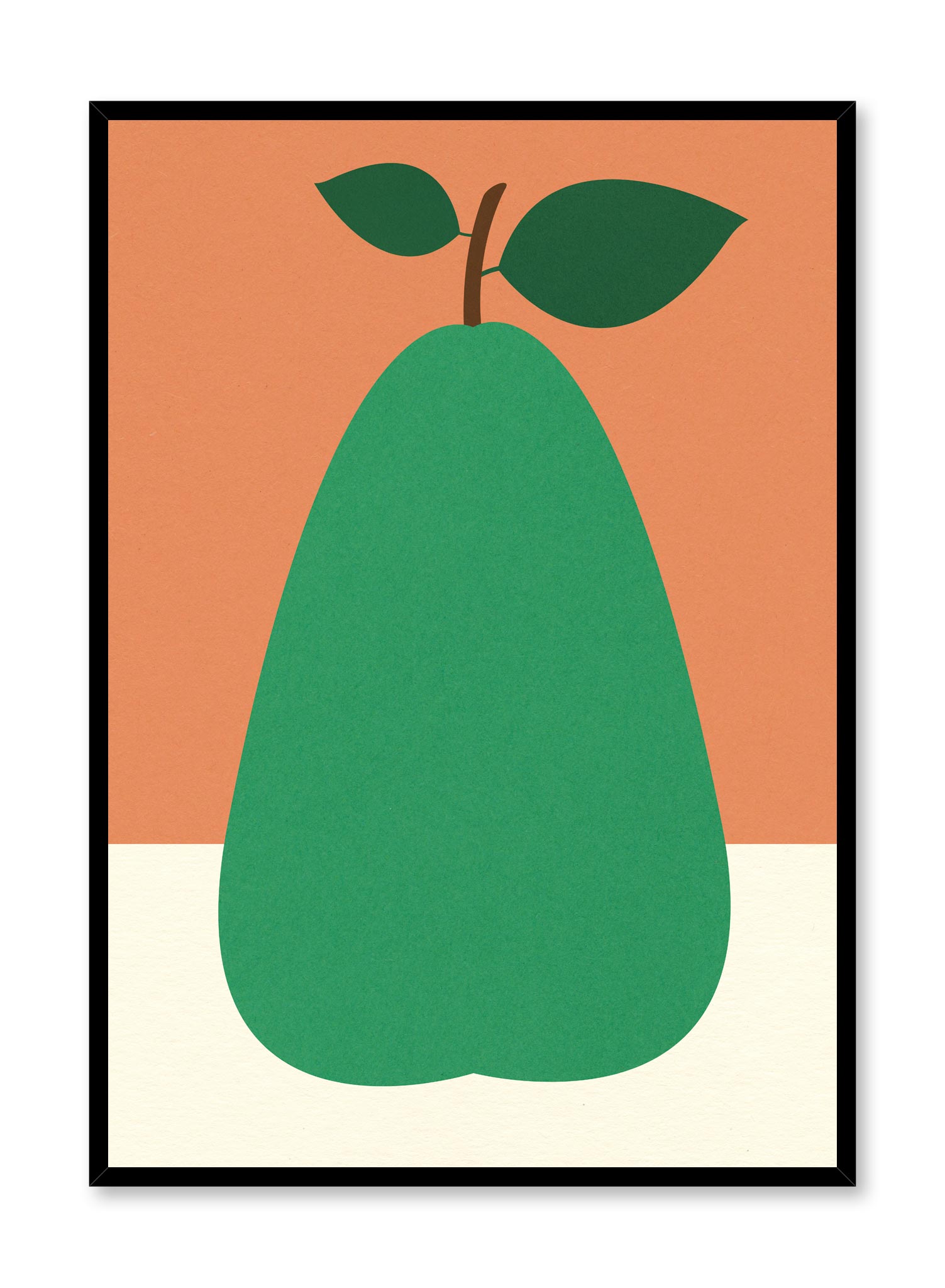 Modern minimalist poster by Opposite Wall with collage illustration of green pear