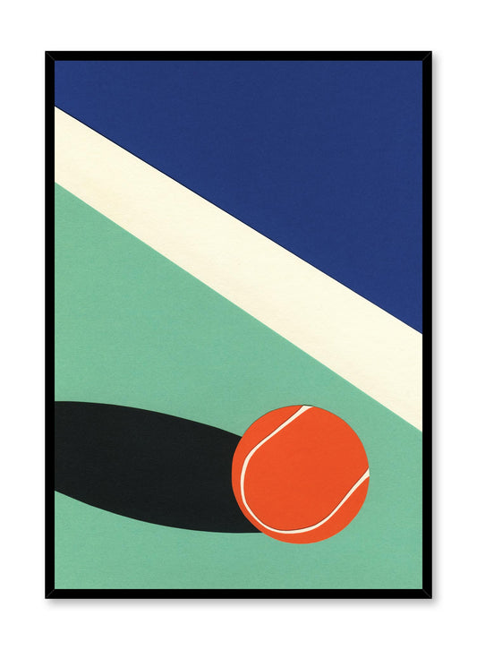 Modern minimalist poster by Opposite Wall with abstract collage illustration of tennis ball on court