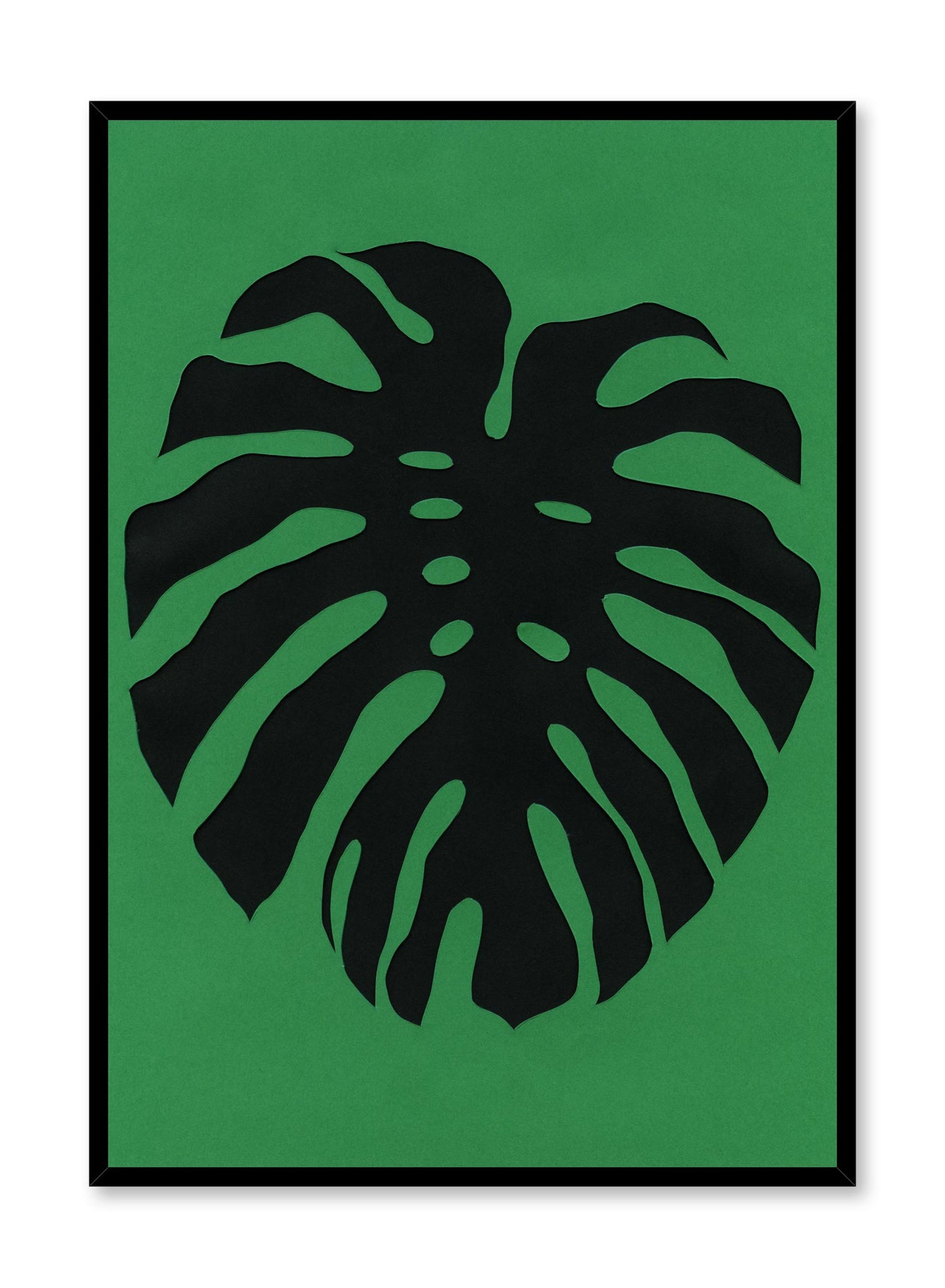Modern minimalist poster by Opposite Wall with abstract collage illustration of monstera leaf