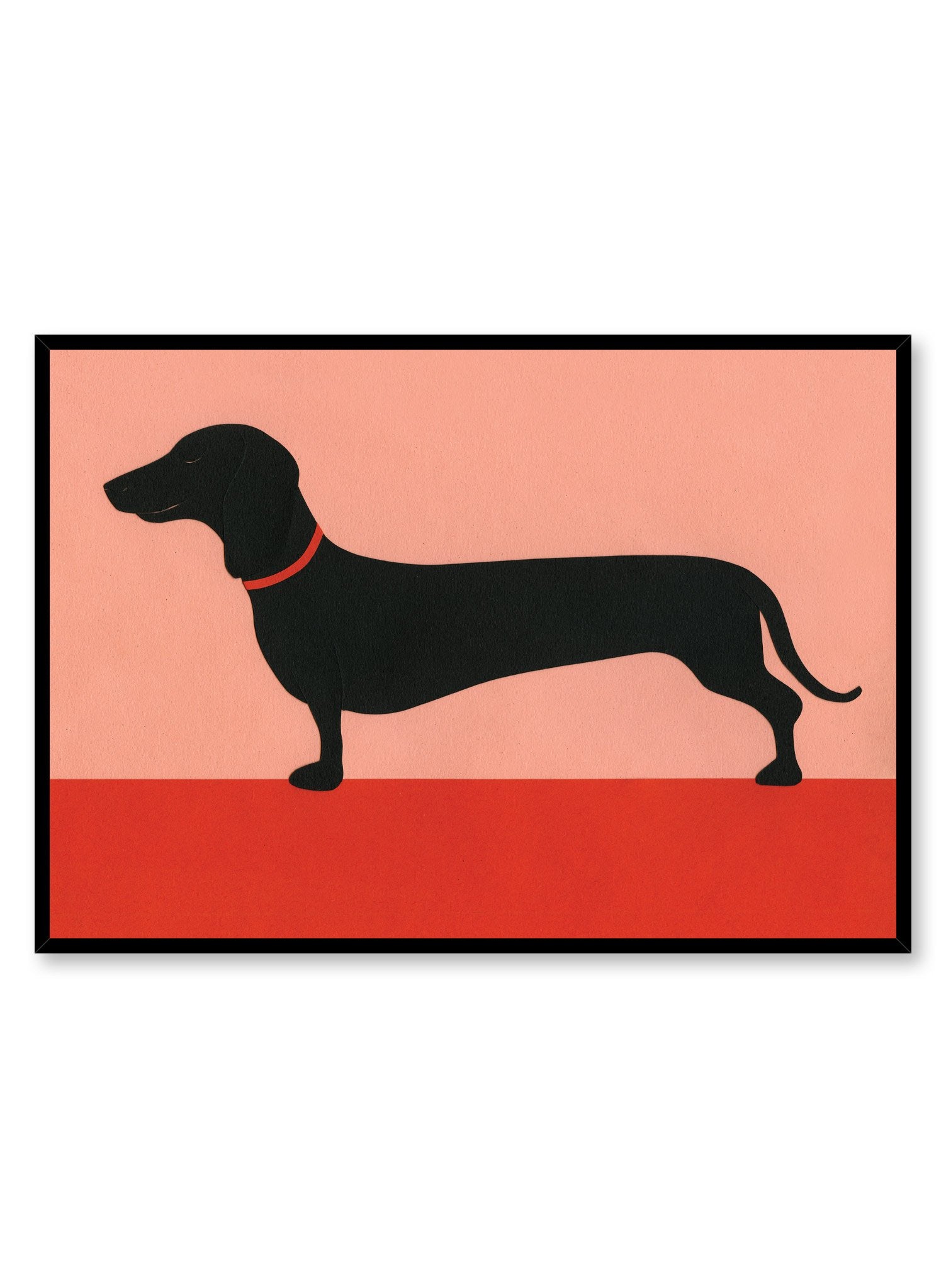 Modern minimalist poster by Opposite Wall with abstract collage illustration of dachshund weiner dog