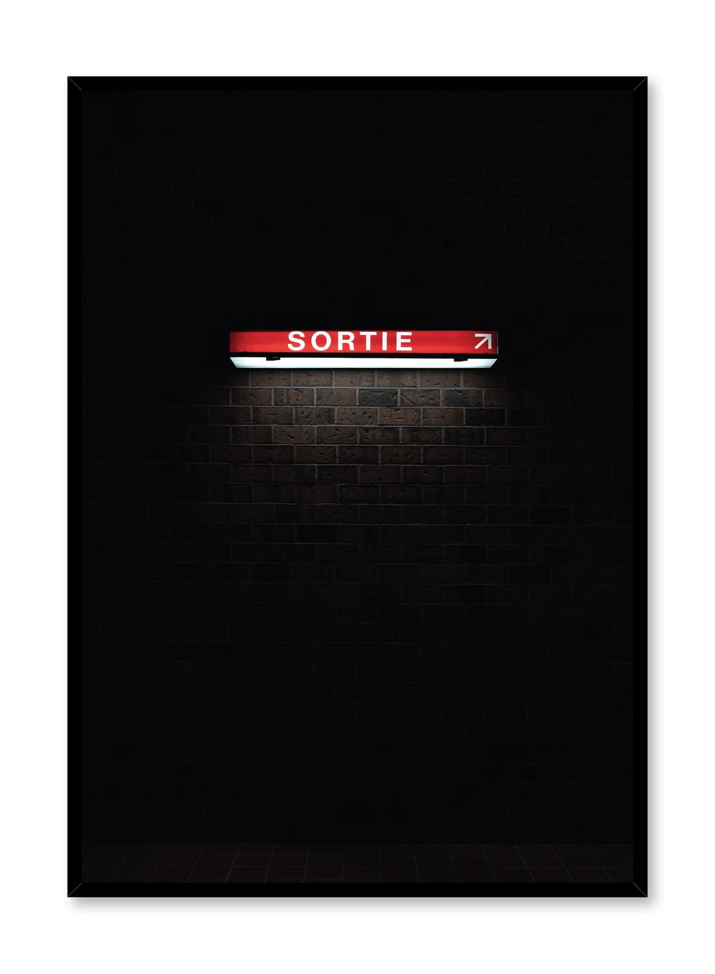 Minimalist design poster by Opposite Wall with urban street photography of Montreal metro sortie exit sign