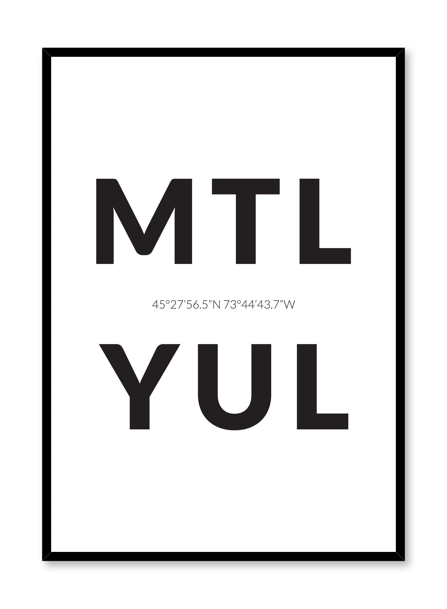 Minimalist design poster by Opposite Wall with airport code MTL YUL