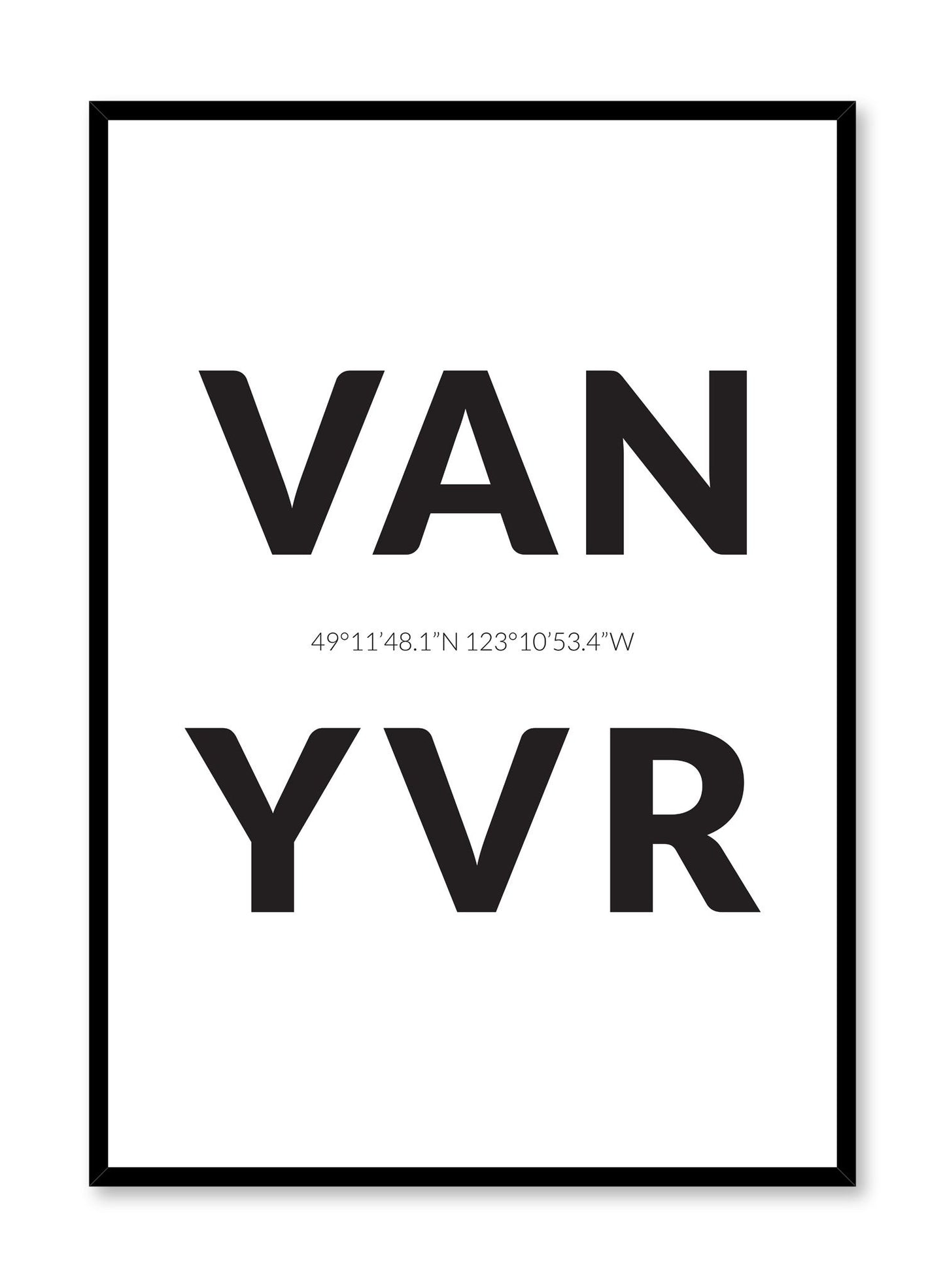 Minimalist design poster by Opposite Wall with airport code Vancouver YVR