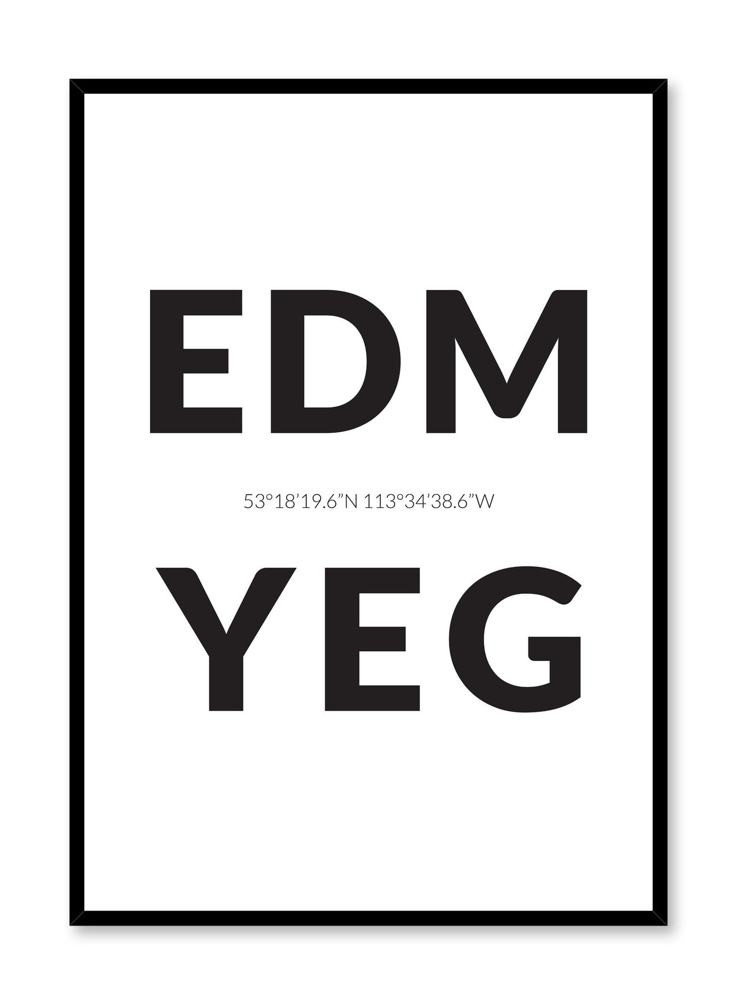 Minimalist design poster by Opposite Wall with airport code Edmonton YEG