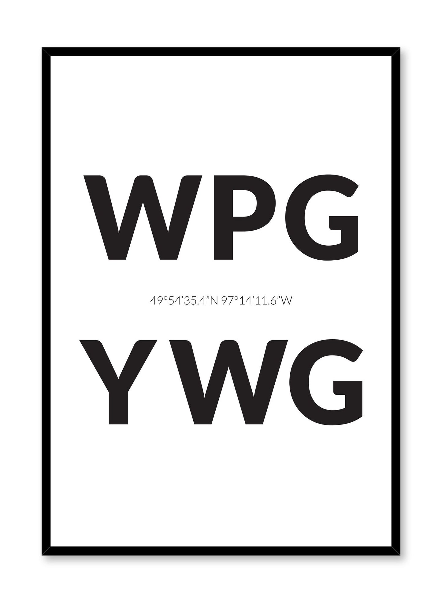 Minimalist design poster by Opposite Wall with airport code Winnipeg YWG