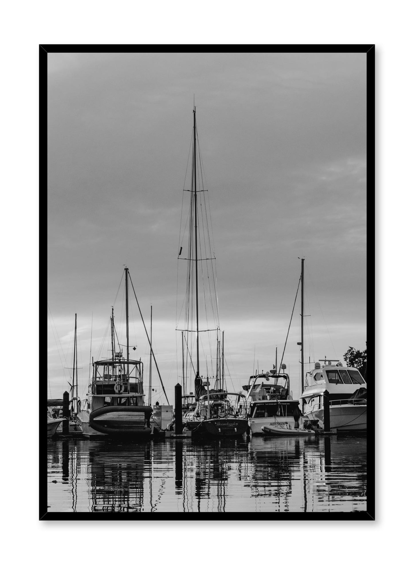 Minimalist design poster by Opposite Wall with nature photography of Vancouver Island boats in a marina