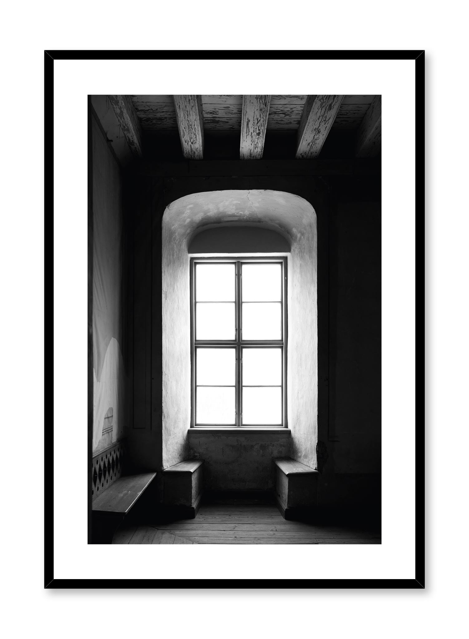 Minimalist design photography poster of black and white Alcove by Love Warriors Creative Studio - Buy at Opposite Wall