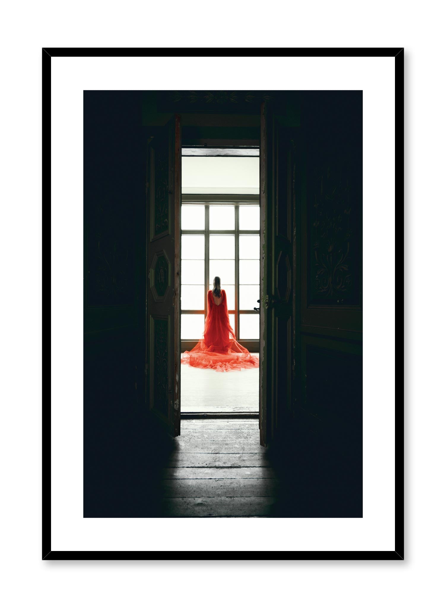 Minimalist design photography poster of Seductress lady in red by Love Warriors Creative Studio - Buy at Opposite Wall