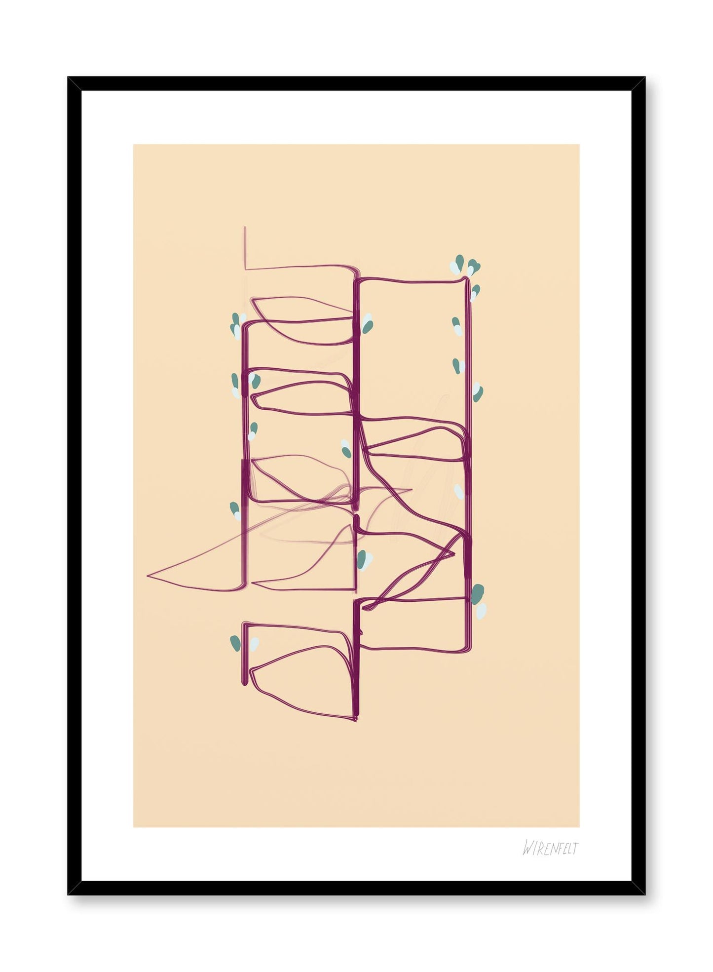Modern minimalist poster by Opposite Wall with abstract paint design of maze from above