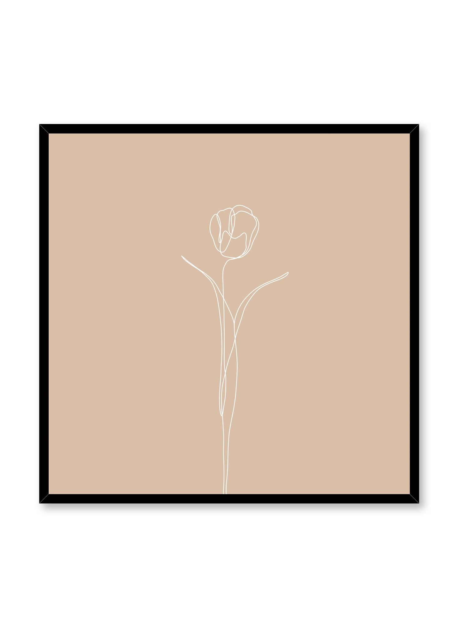 Modern minimalist poster by Opposite Wall with abstract illustration of Tulip with orange background