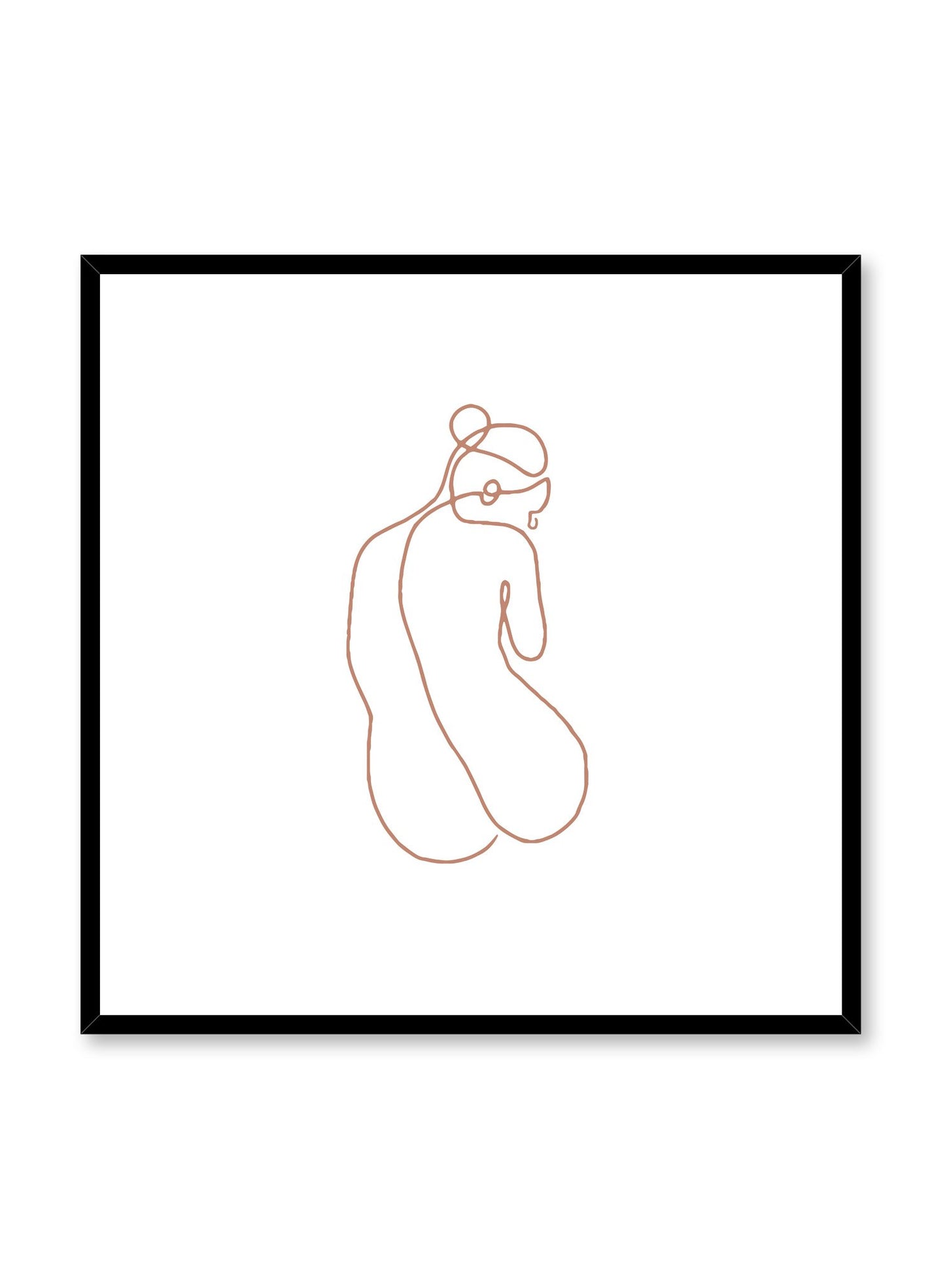Modern minimalist square poster by Opposite Wall with abstract illustration of Silhouette with orange brown line art