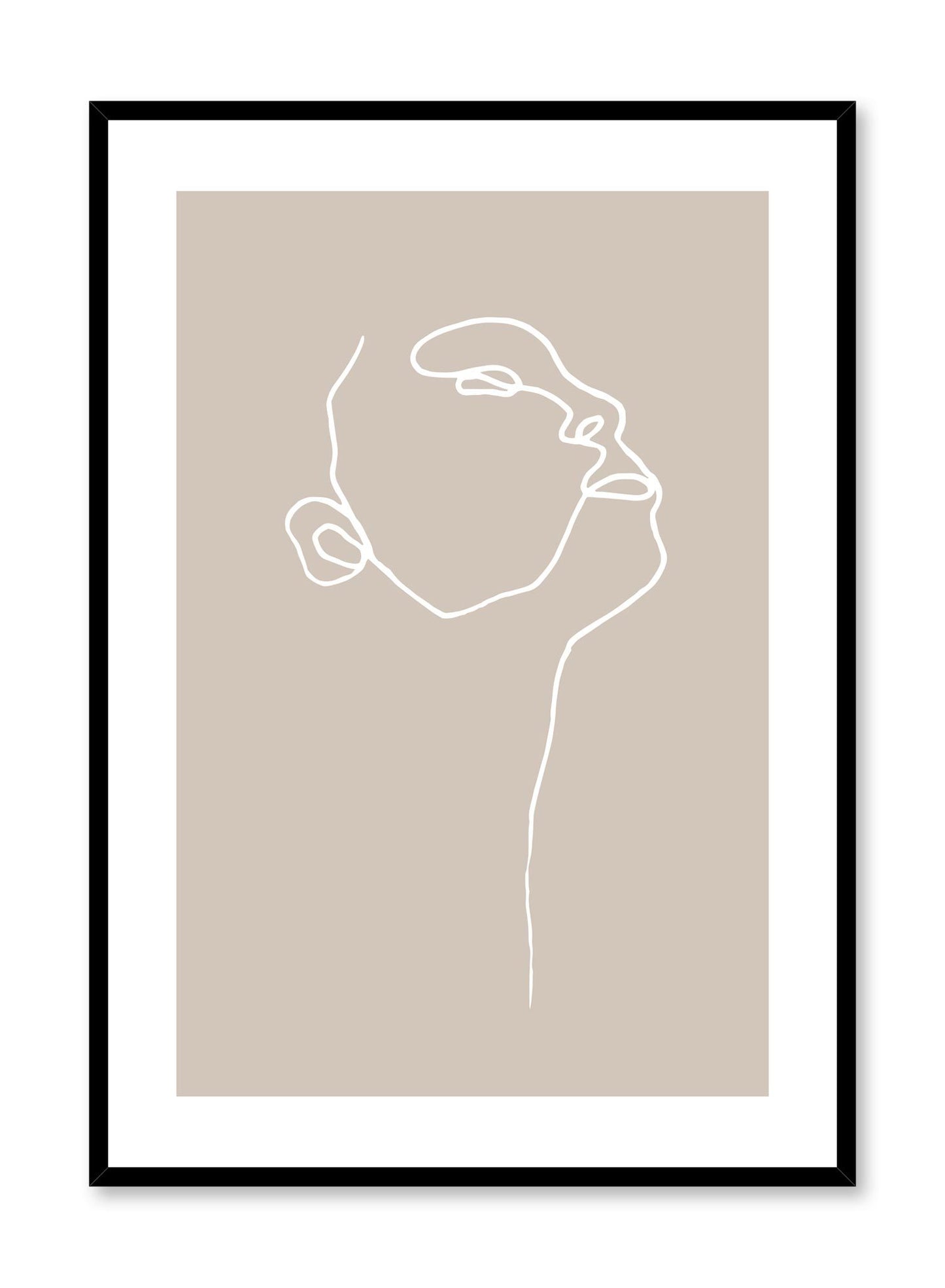 Modern minimalist poster by Opposite Wall with abstract illustration of Profile on orange tan background