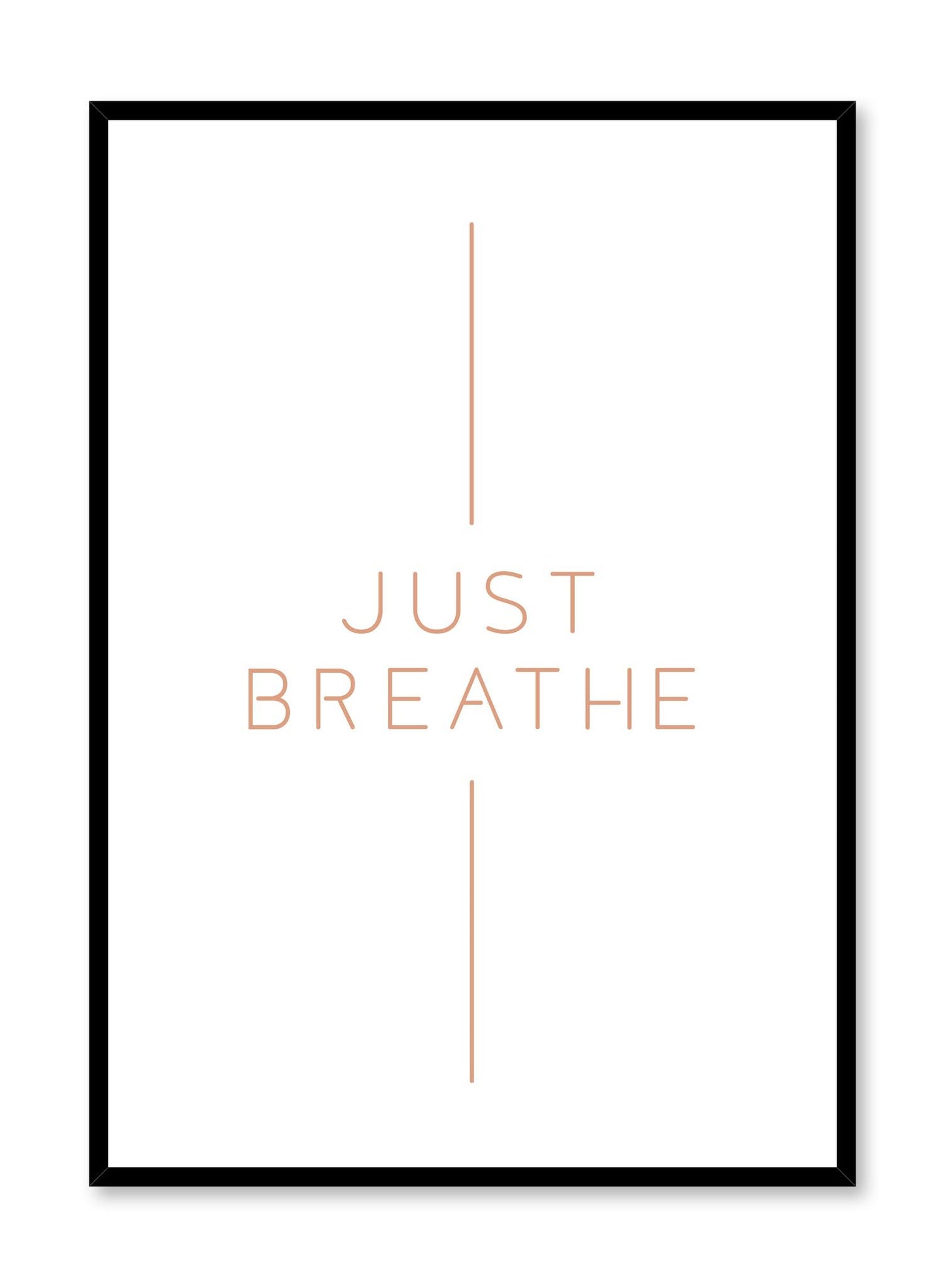 Modern minimalist art print by Opposite Wall with graphic Breathe design in beige tan