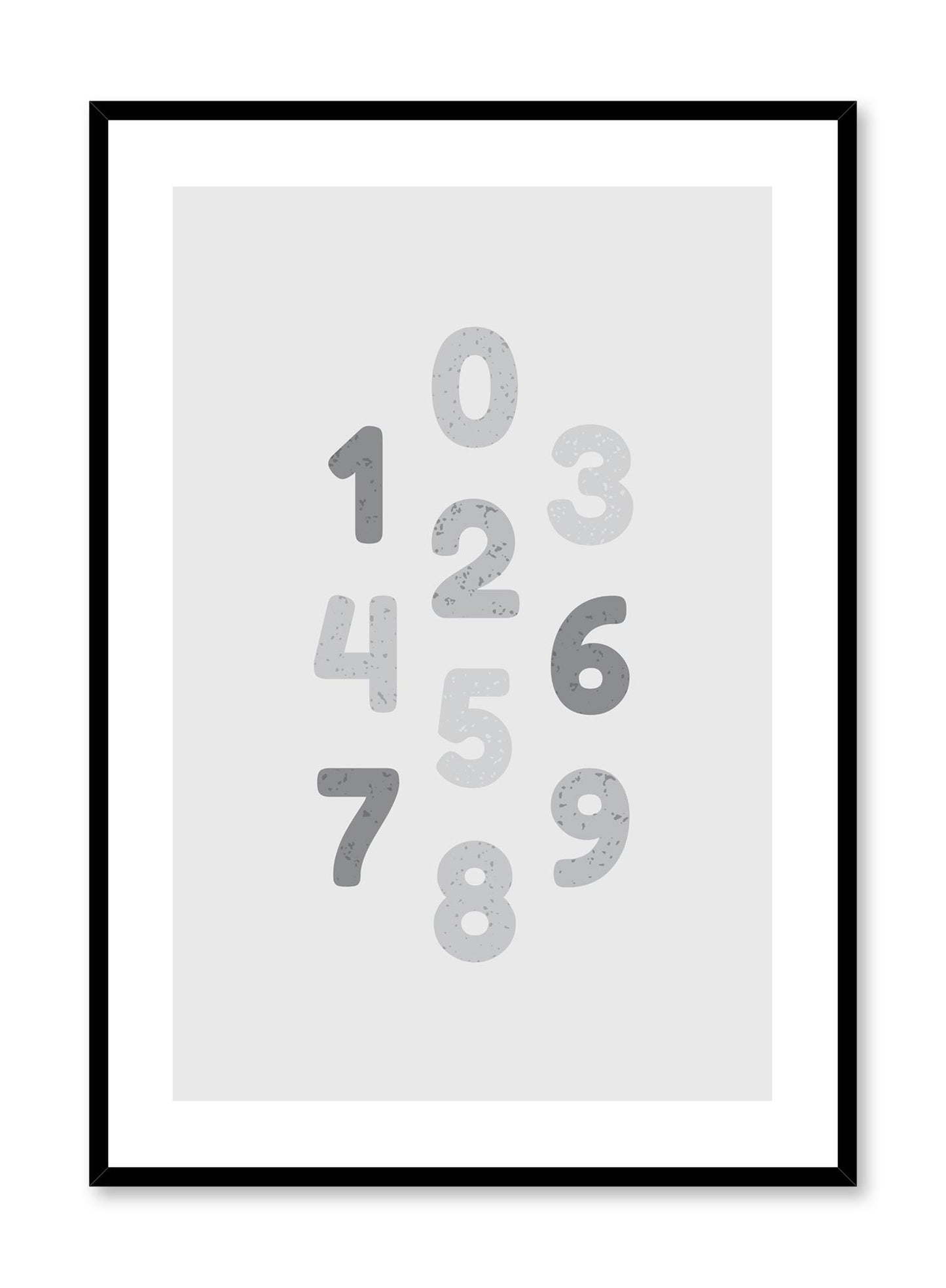 Scandinavian poster with graphic typography design of numbers in Black & White by Opposite Wall