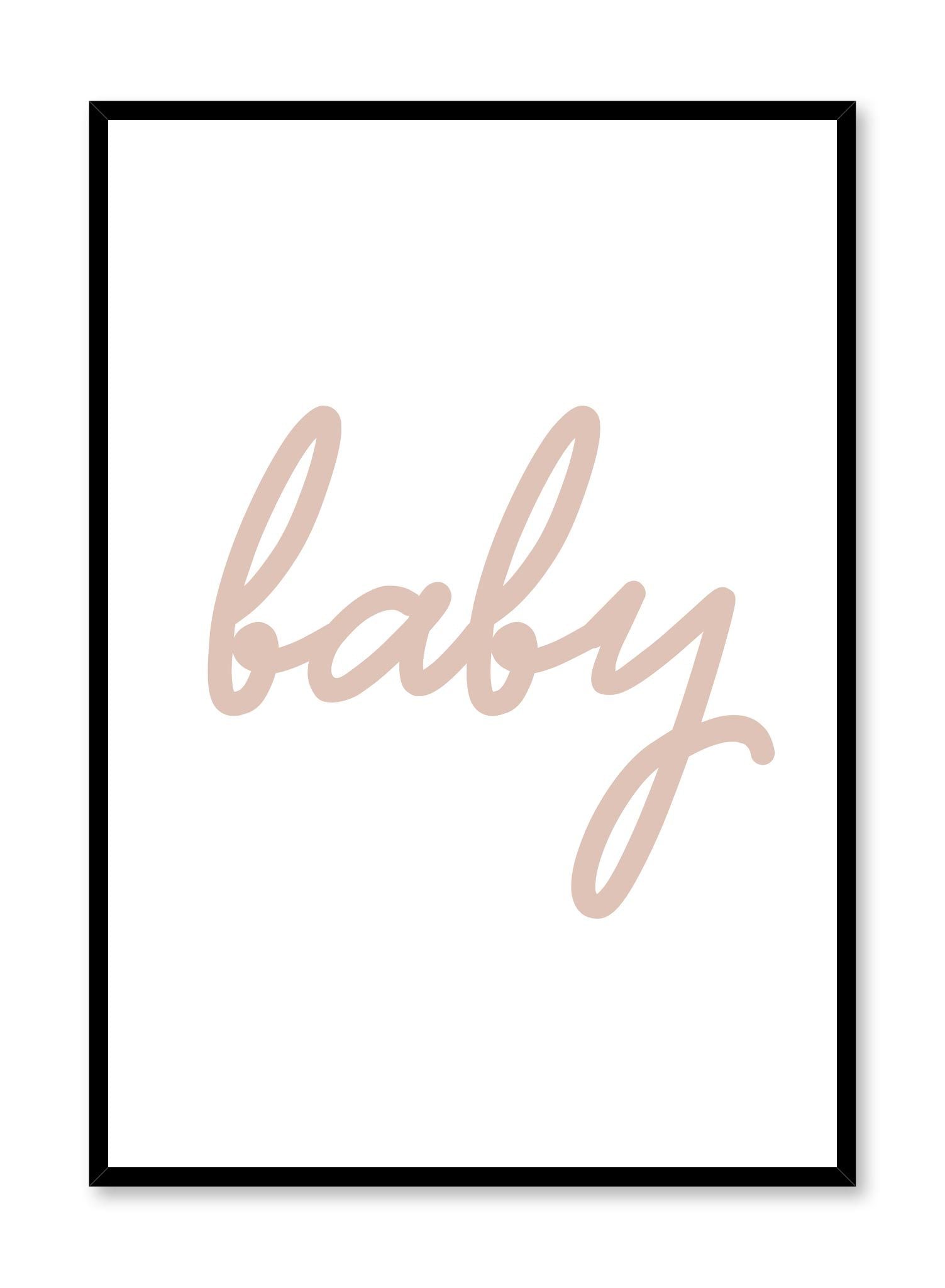 Scandinavian poster with beige graphic typography design of baby by Opposite Wall