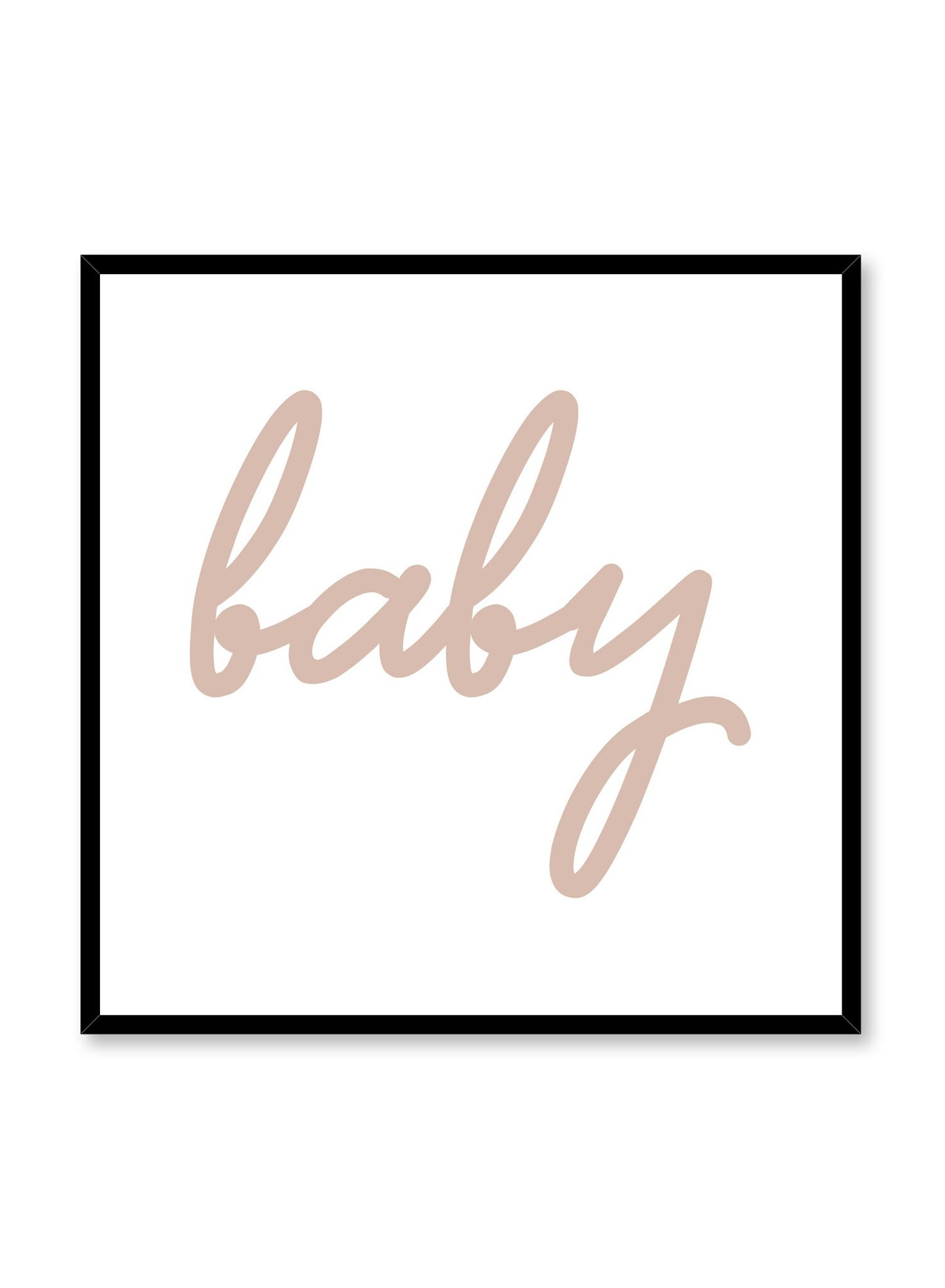 Scandinavian square poster with beige graphic typography design of baby by Opposite Wall
