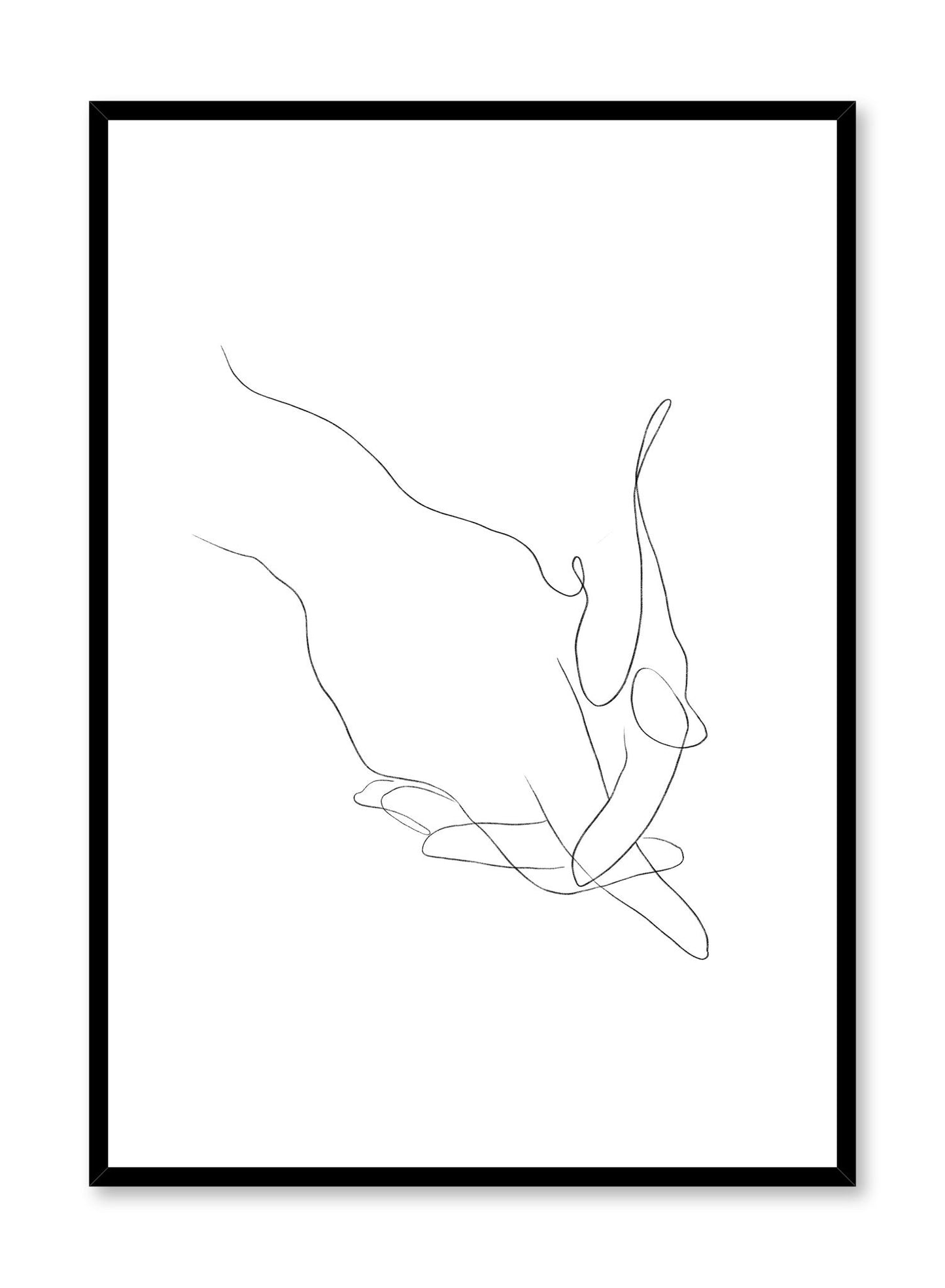 Modern minimalist poster by Opposite Wall with abstract illustration of holding hands line art