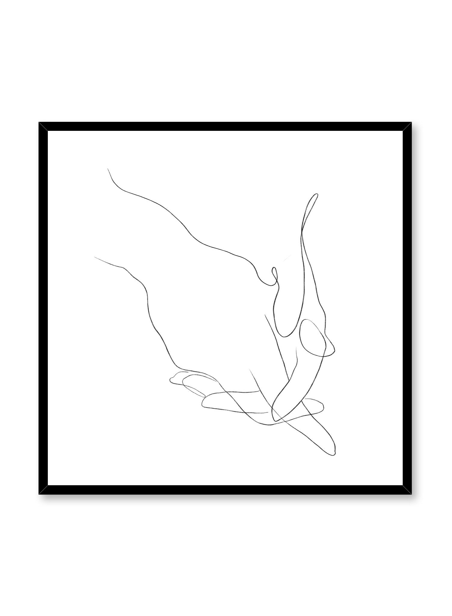 Modern minimalist poster by Opposite Wall with abstract illustration of holding hands line art
