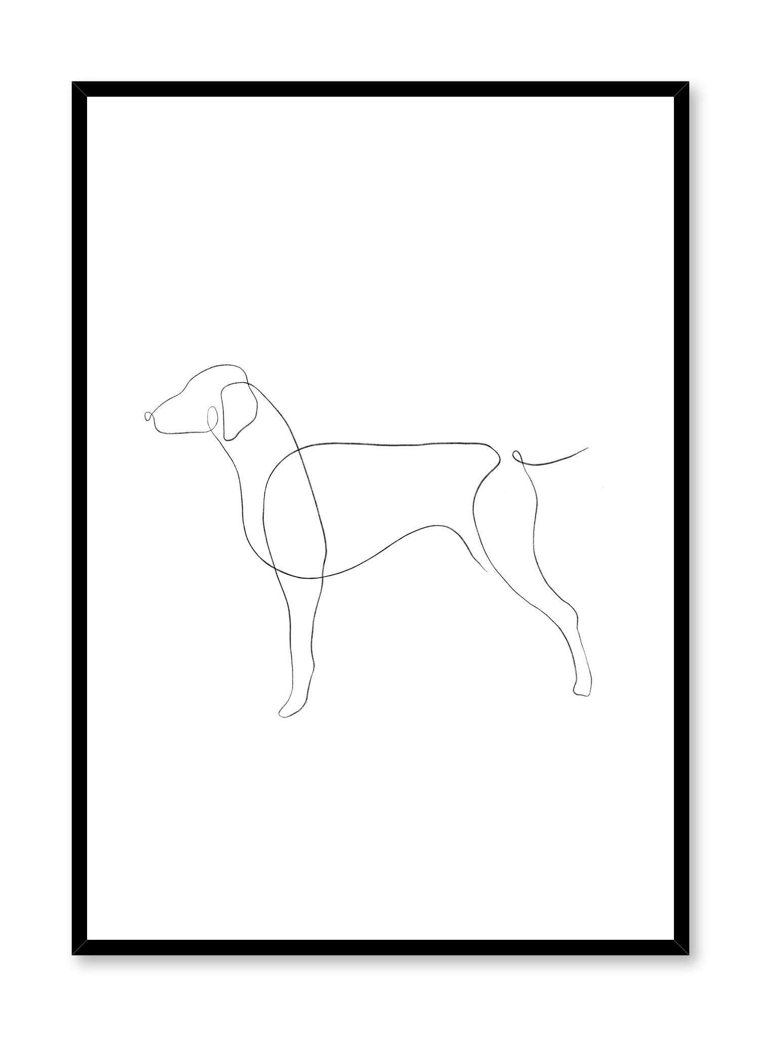 Modern minimalist poster by Opposite Wall with abstract illustration of dog line art
