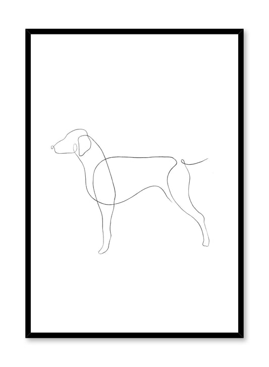 Modern minimalist poster by Opposite Wall with abstract illustration of dog line art