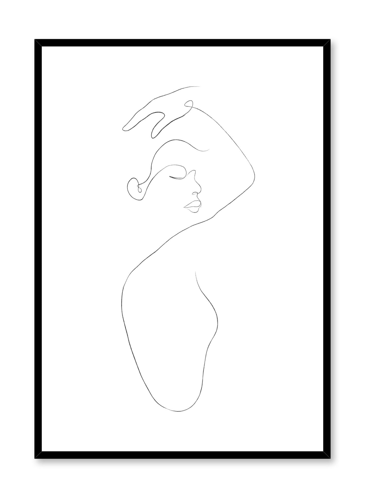 Modern minimalist poster by Opposite Wall with abstract illustration of woman line art In The Feels