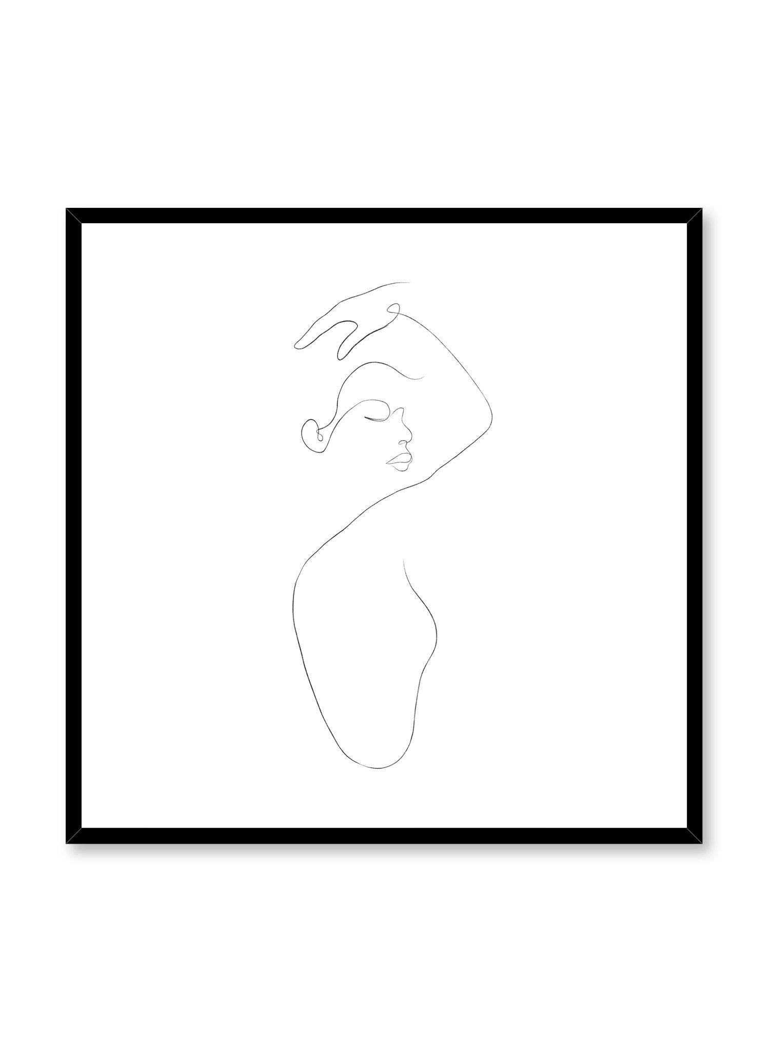 Modern minimalist poster by Opposite Wall with abstract illustration of woman line art In The Feels