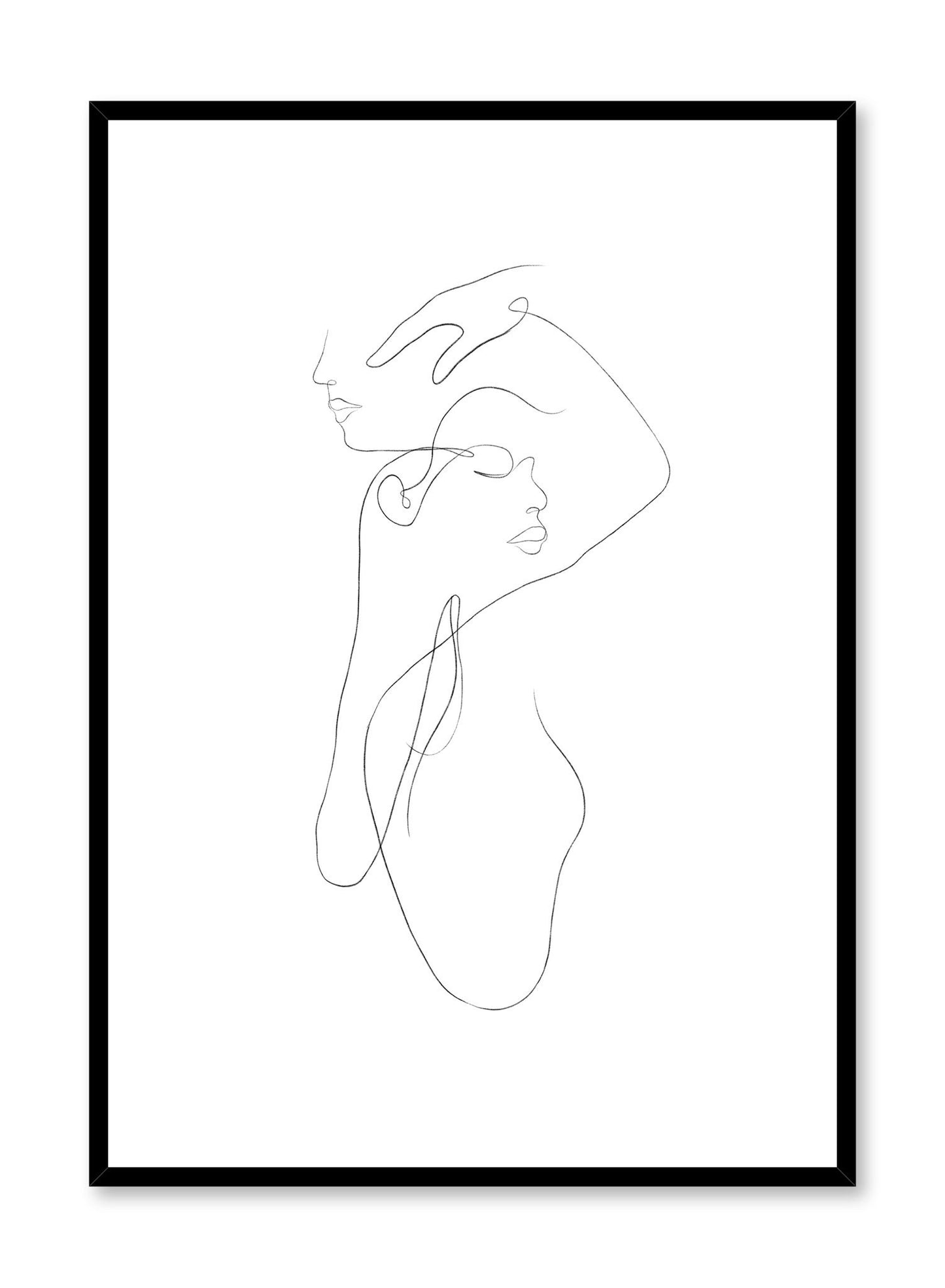 Modern minimalist poster by Opposite Wall with abstract illustration of woman two-faced line art