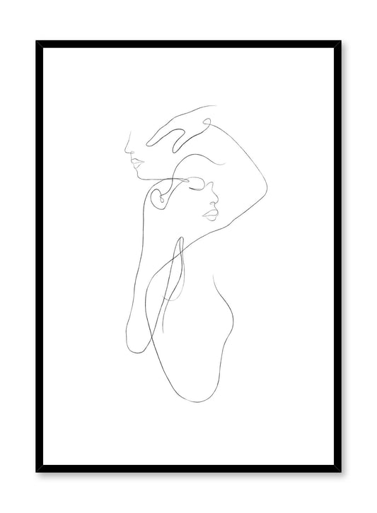 Modern minimalist poster by Opposite Wall with abstract illustration of woman two-faced line art