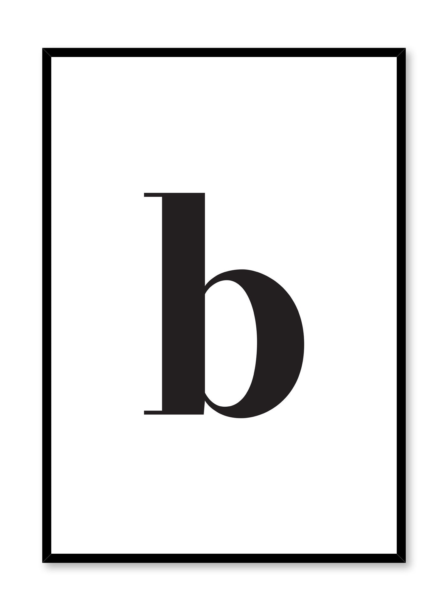 Scandinavian poster with black and white graphic typography design of lowercase letter B by Opposite Wall