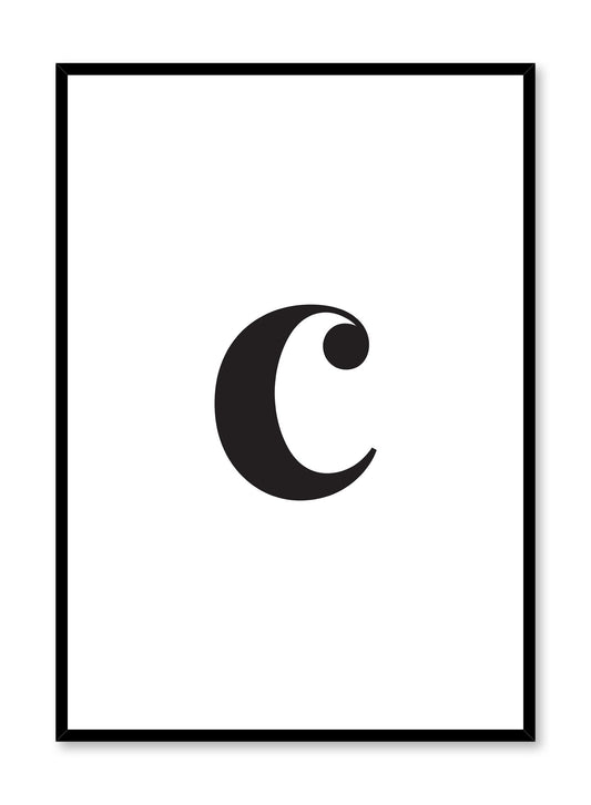 Scandinavian poster with black and white graphic typography design of lowercase letter C by Opposite Wall