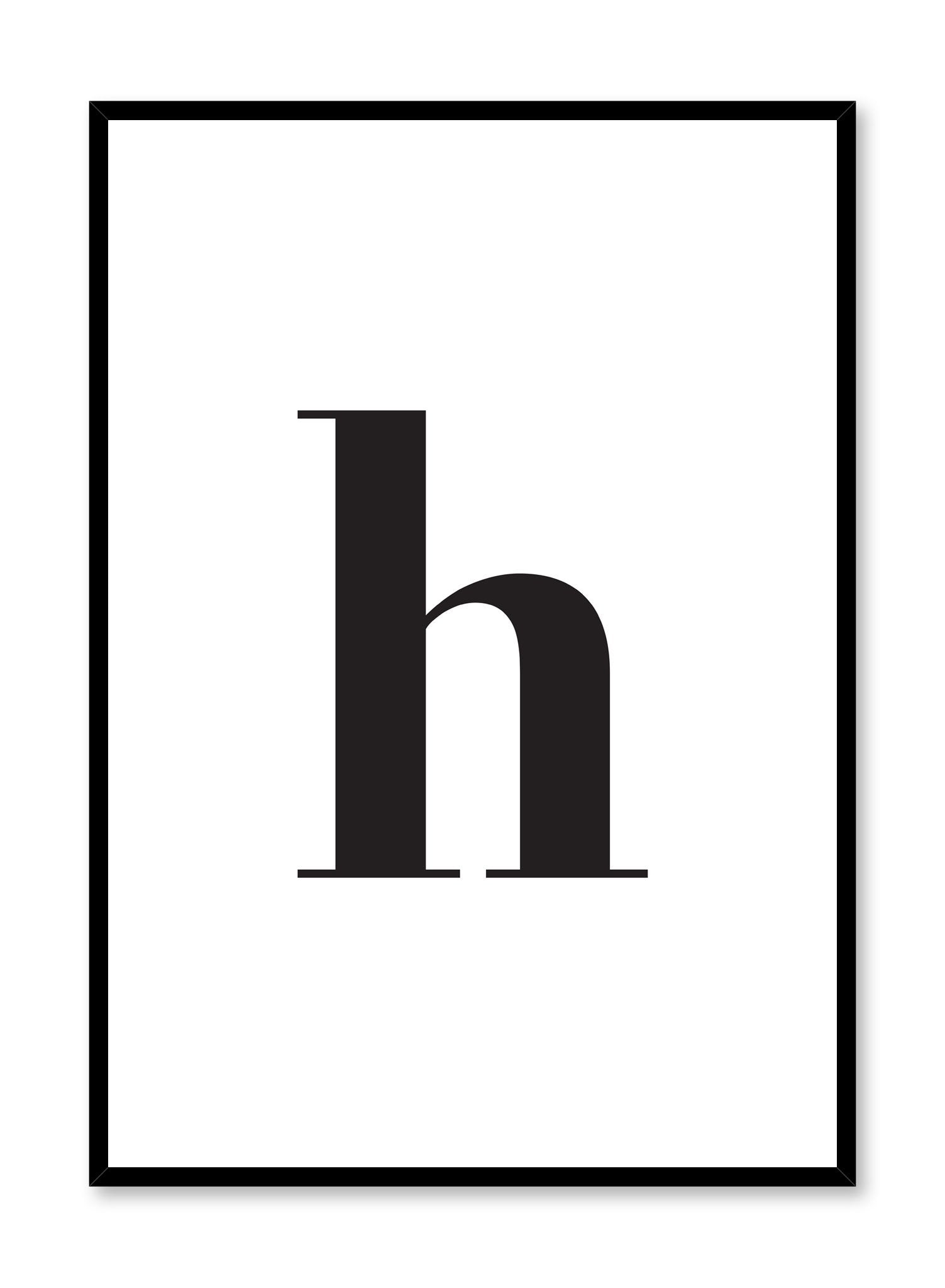 Scandinavian poster with black and white graphic typography design of lowercase letter H by Opposite Wall