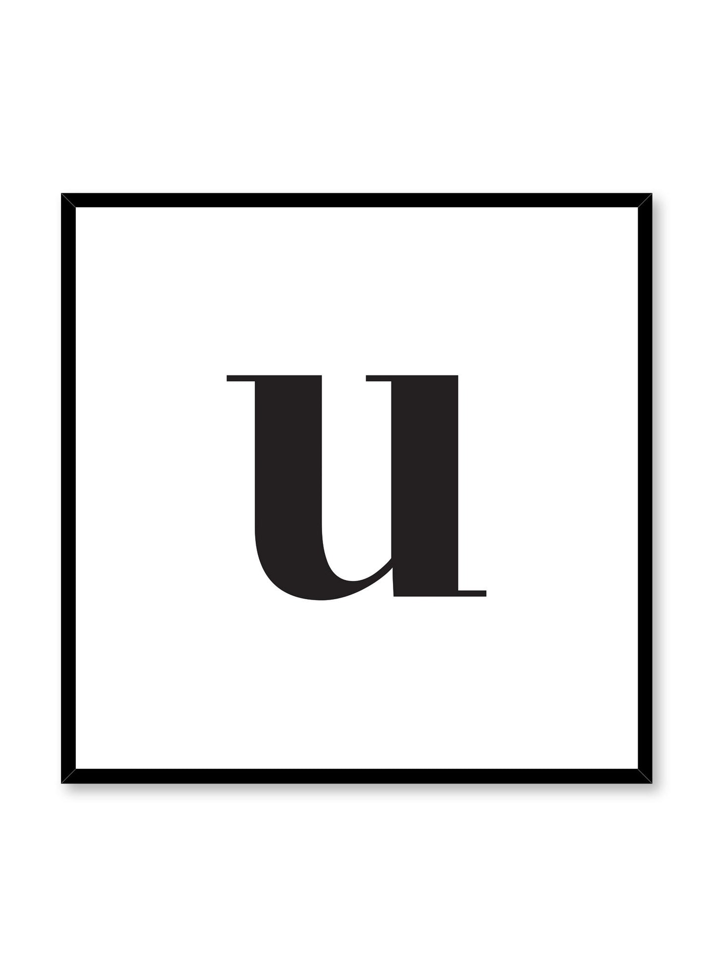 Scandinavian poster with black and white graphic typography design of lowercase letter U by Opposite Wall