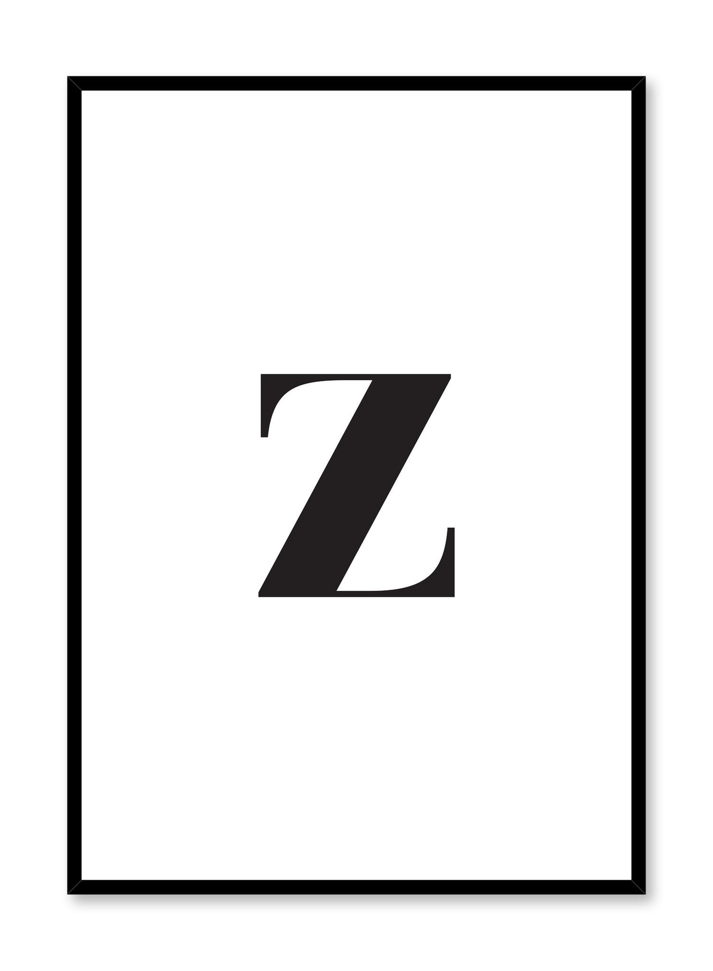Scandinavian poster with black and white graphic typography design of lowercase letter Z by Opposite Wall