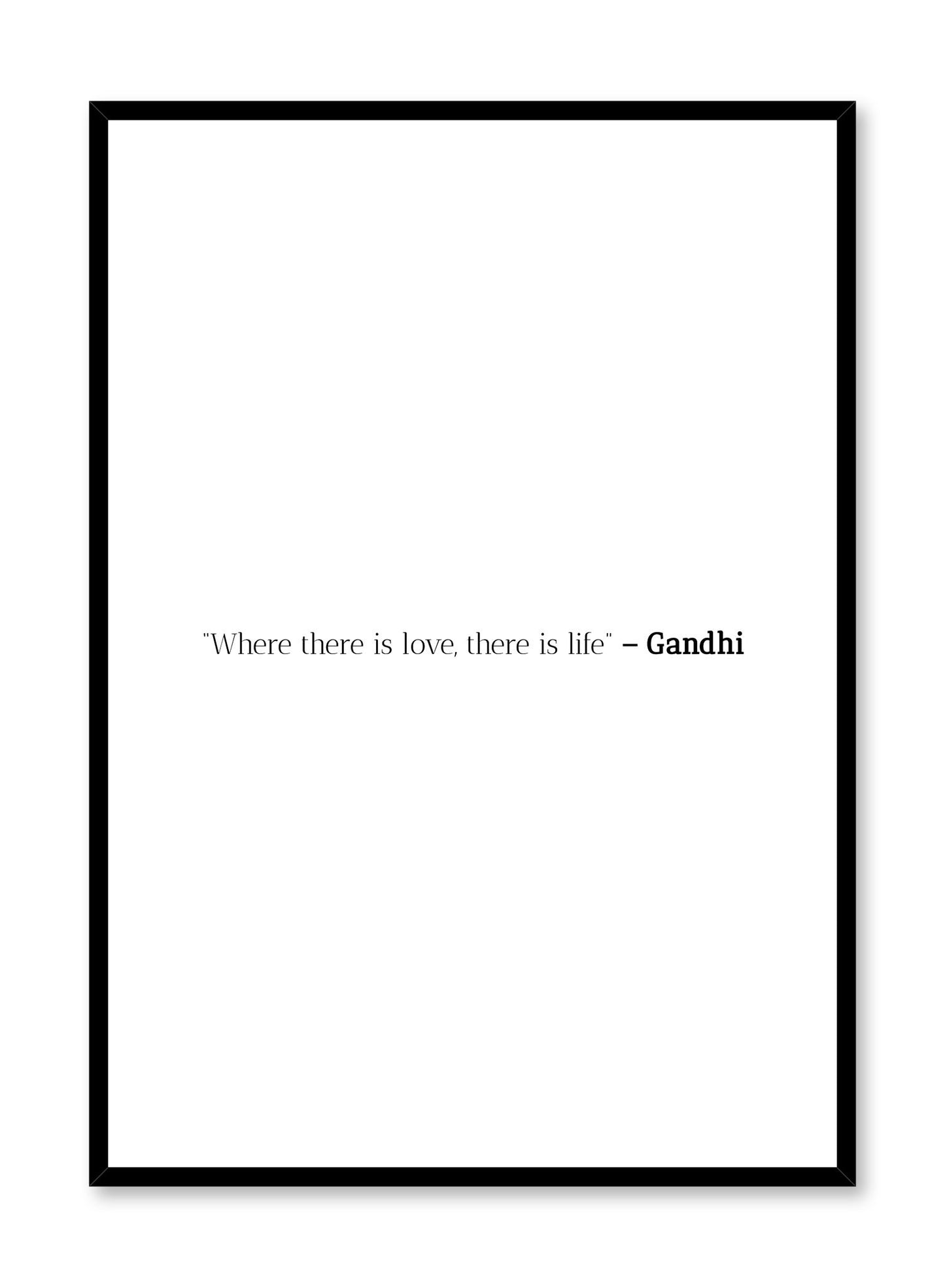 Scandinavian poster with black and white graphic typography design of Gandhi quote text by Opposite Wall