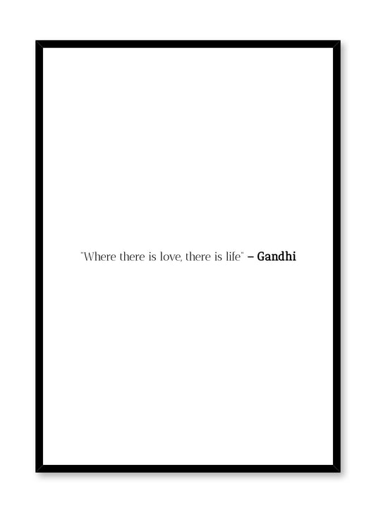 Scandinavian poster with black and white graphic typography design of Gandhi quote text by Opposite Wall