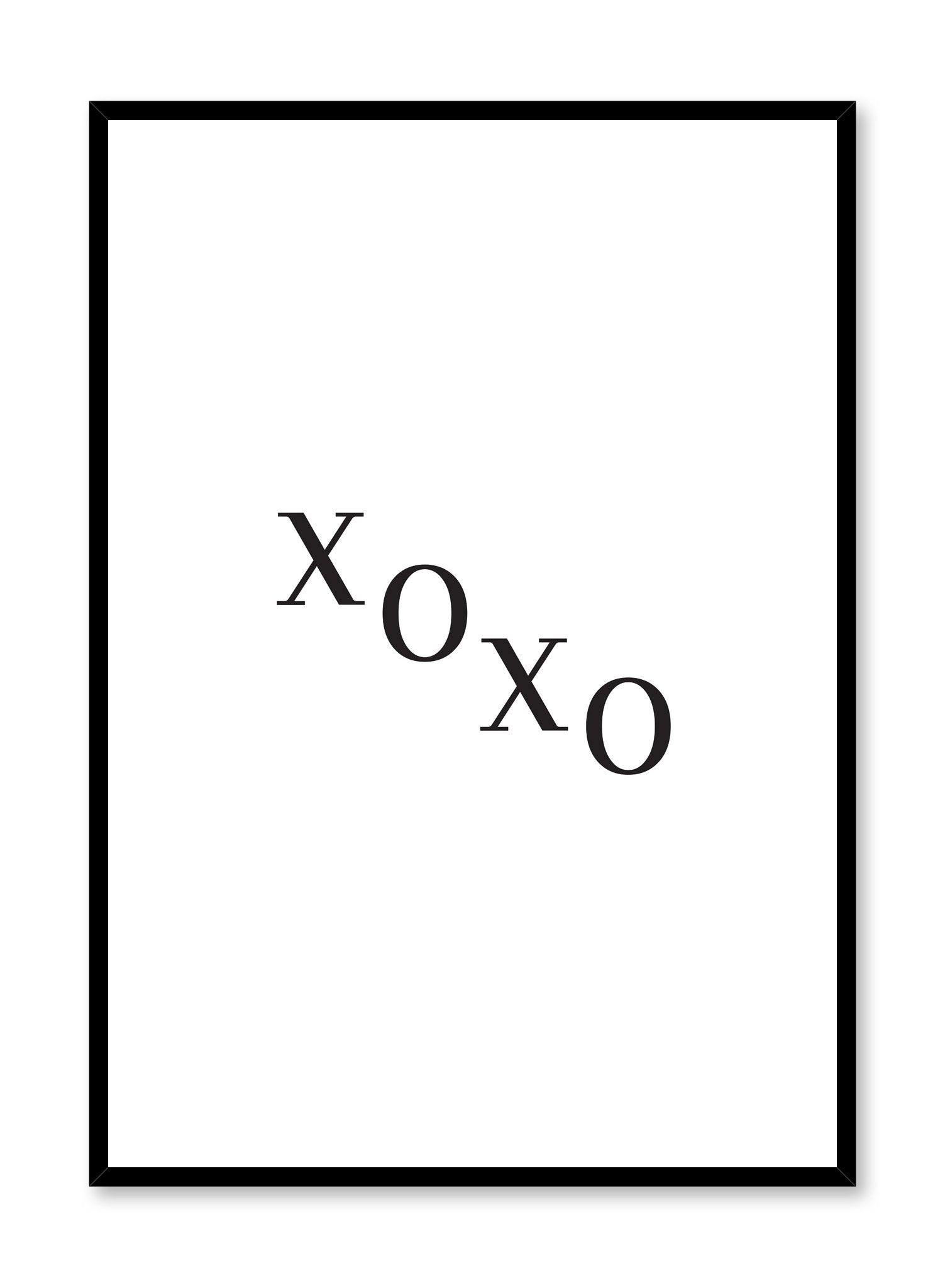 Scandinavian poster with black and white graphic typography design of XOXO text by Opposite Wall